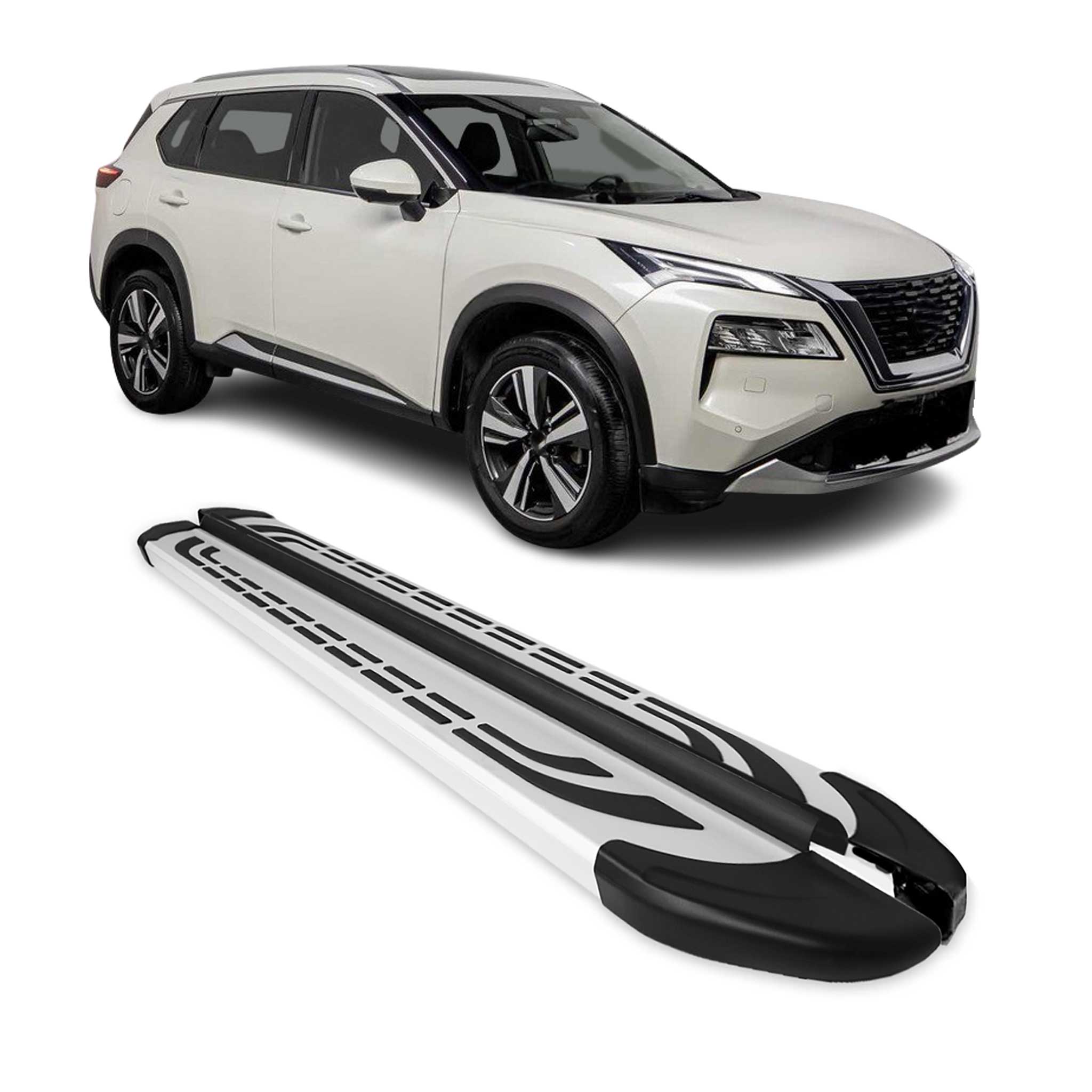 Trittbretter Seitenschweller Seitenbretter für Nissan X-Trail 2022-2026 Alu Grau