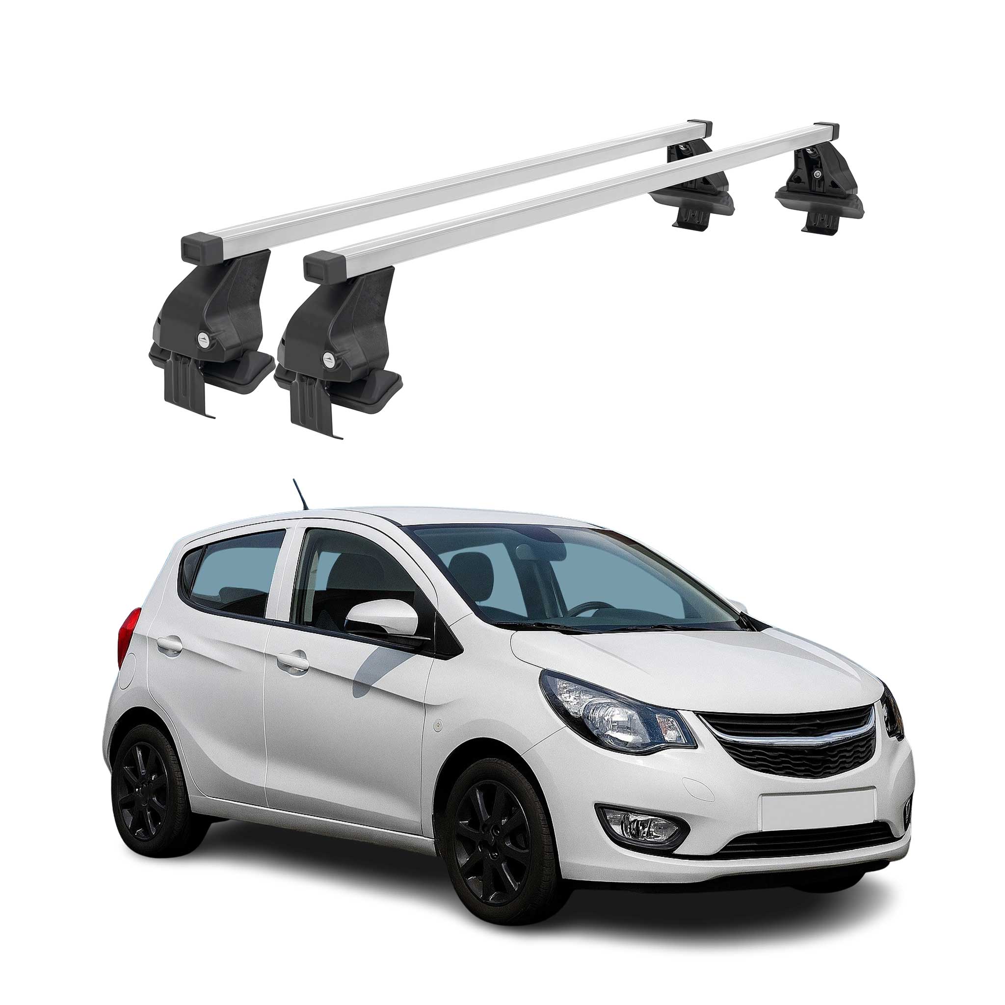Menabo Dachträger Grundtäger für Opel Karl 2015-2019 50kg Stahl Silber 2 tlg