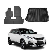 Fußmatten & Kofferraumwanne Set für Peugeot 5008 2017-2024 Gummi TPE Schwarz 5x