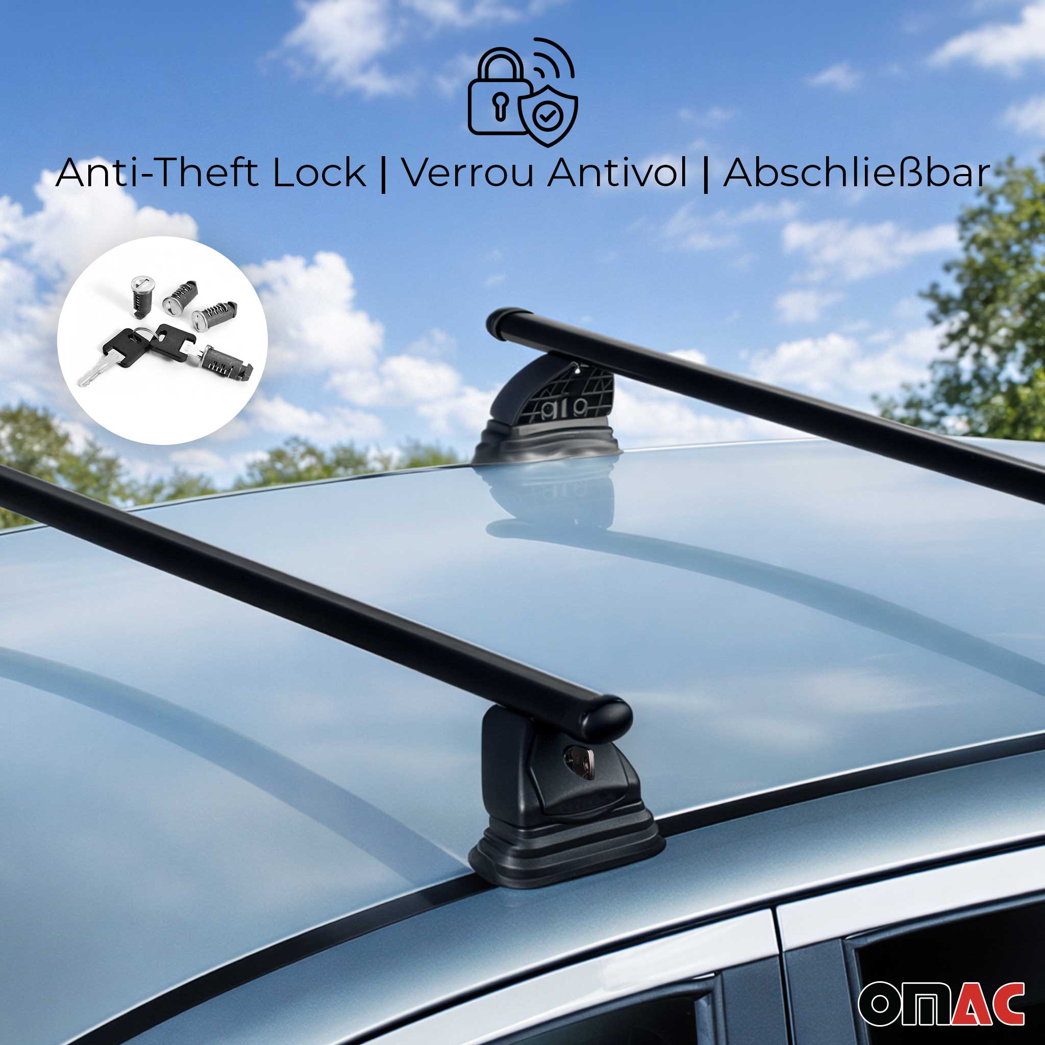 Stahl Dachträger für Kia Cee'd II 2012-2018 TÜV Abschließbar 75 kg 2tlg Schwarz