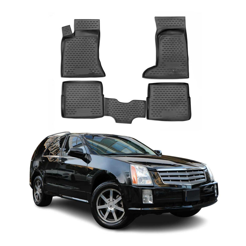 OMAC Gummimatten Fußmatten für Cadillac SRX 2004-2009 TPE Automatten Schwarz 4x