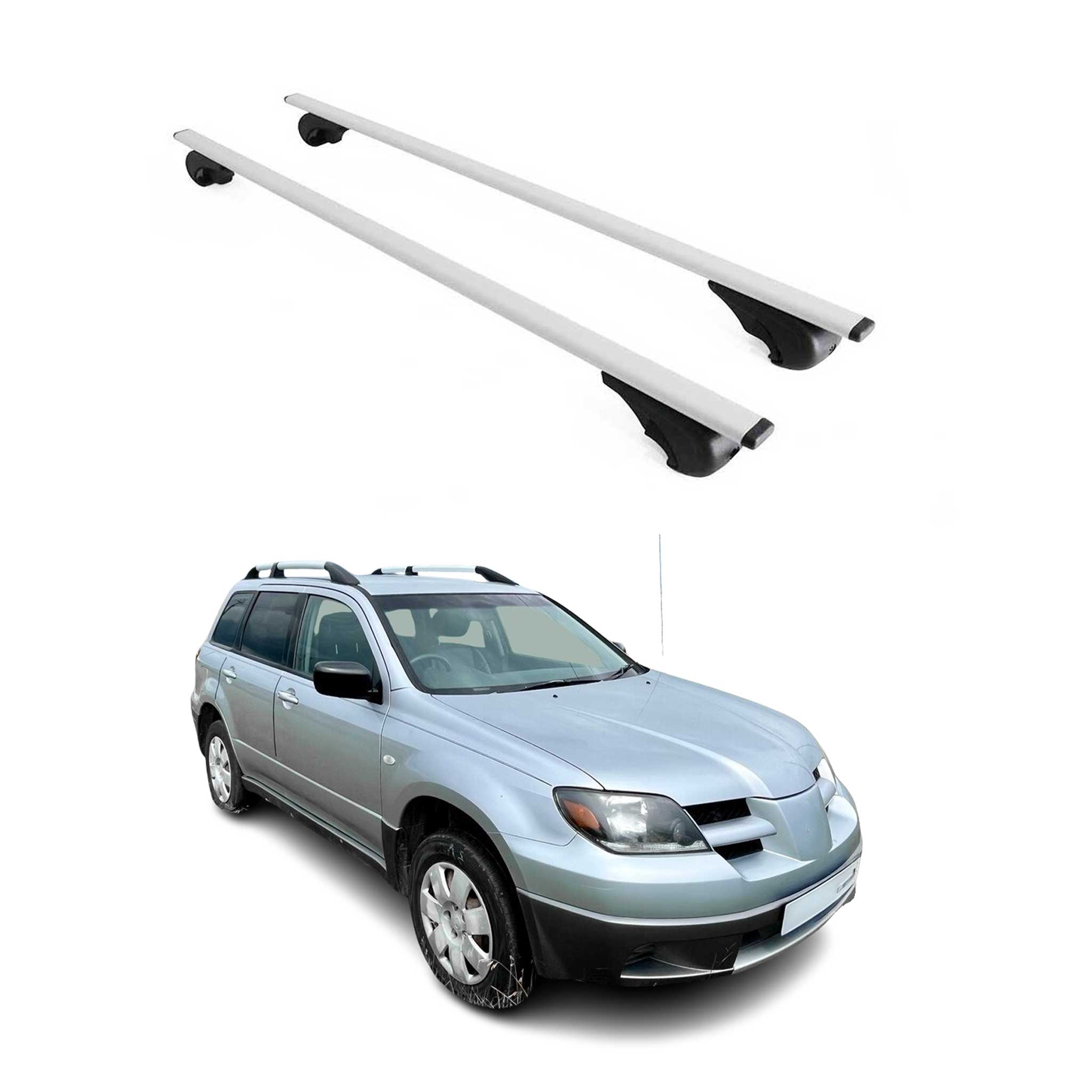 Dachträger Grundtäger für Mitsubishi Outlander 2004-2006 75kg Metall Silber 2x