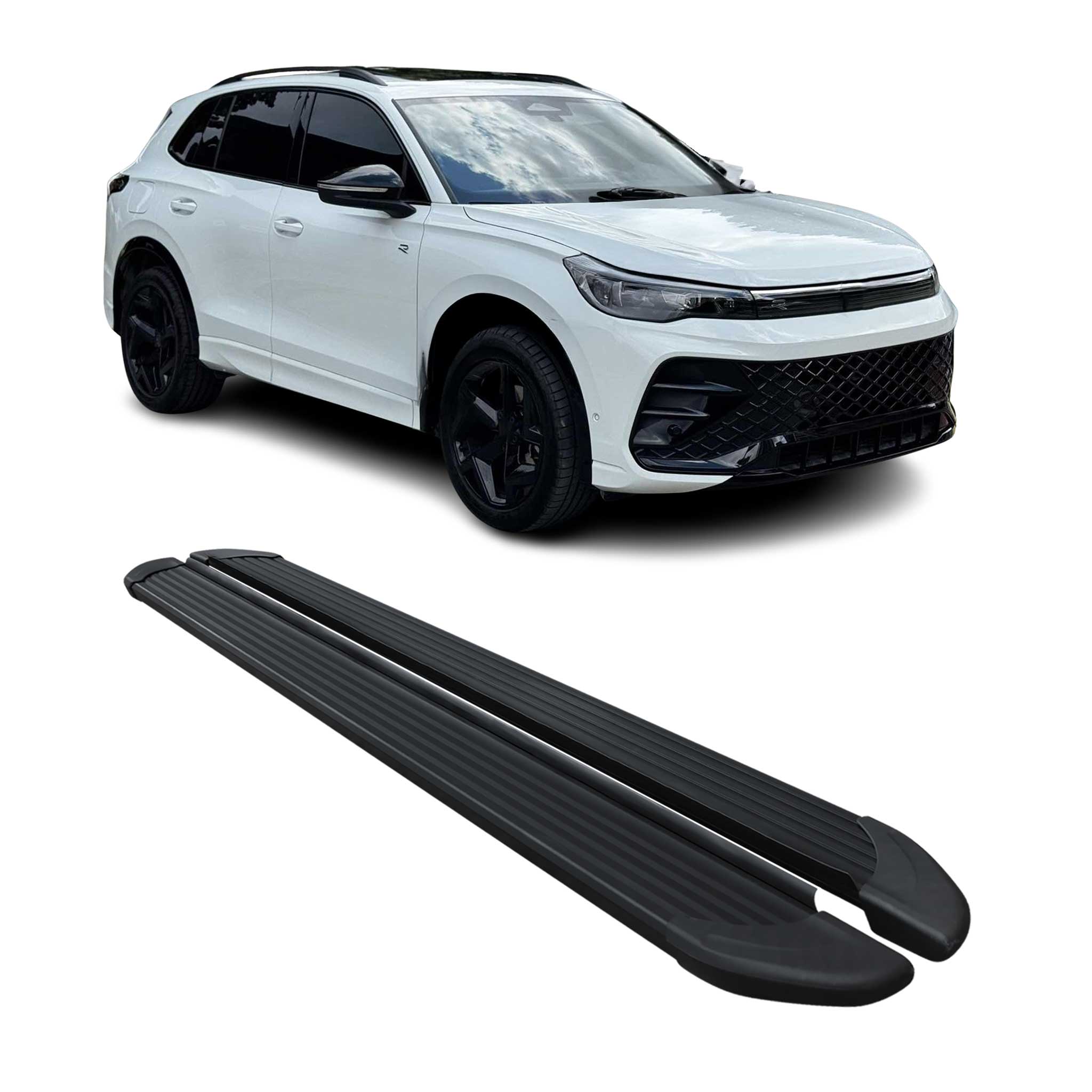 Trittbretter Seitenschweller für VW Tiguan mk3 2024-2026 2tlg Schwarz Alu