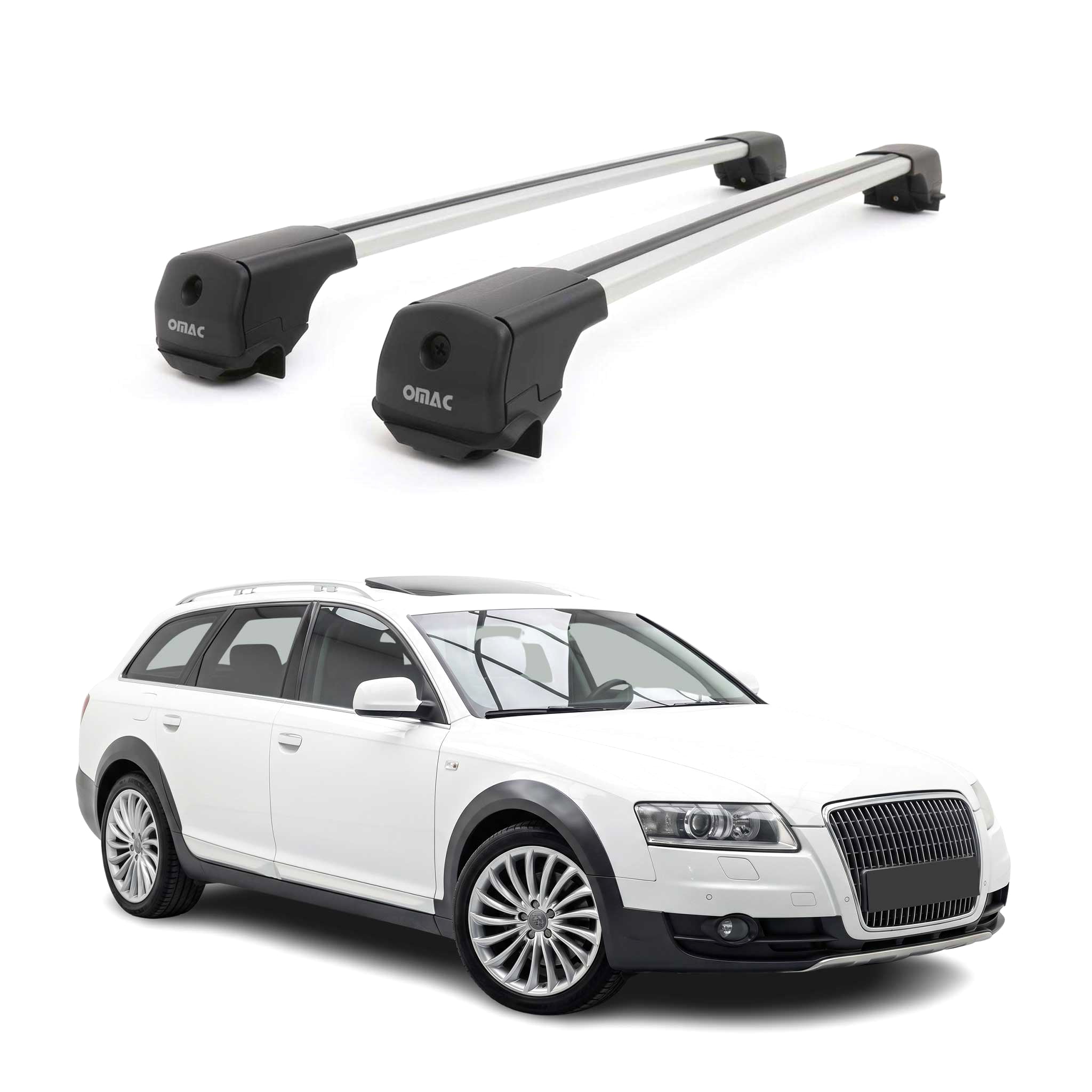 Dachträger Grundträger für Audi A6 C6 Allroad 2006-2011 Aluminium 75kg Grau 2tlg