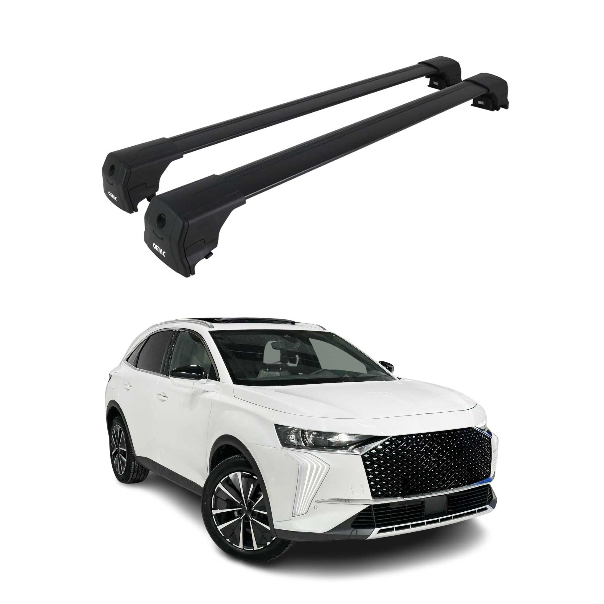 Dachträger Grundtäger für DS 7 Crossback / DS 7 2017-2026 Aluminium Schwarz 2tlg