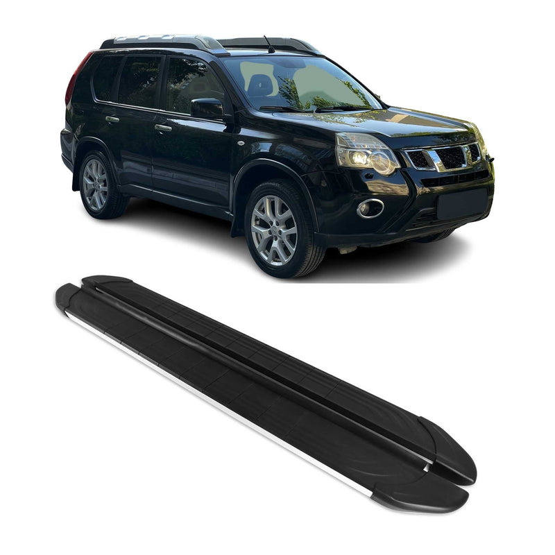 Trittbretter Seitenschweller für Nissan X-Trail 2007-2014 Aluminium Schwarz Grau