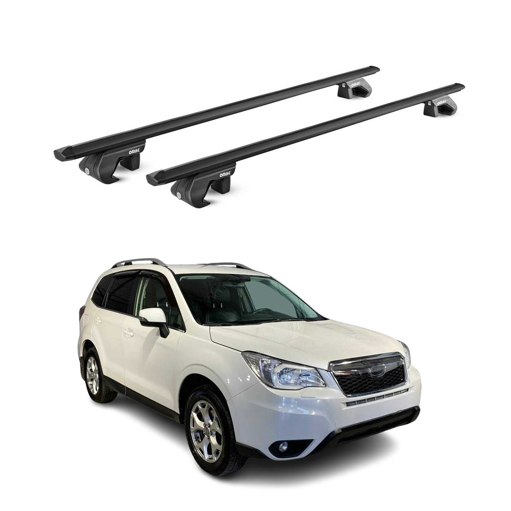 Dachträger Grundtäger für Subaru Forester mk4 2013-2018 90kg Alu Schwarz 2x ABE