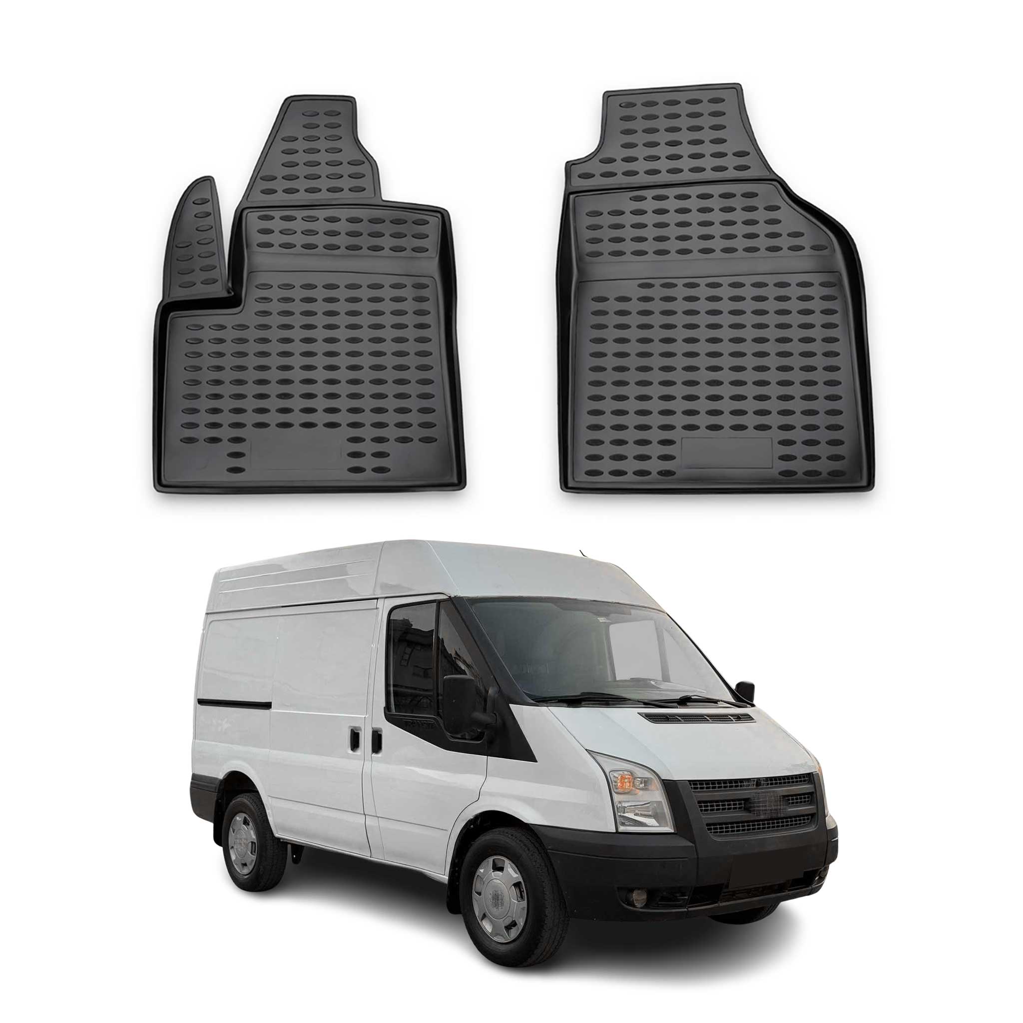 OMAC Gummimatten Fußmatten für Ford Transit 2006-2021 TPE Automatten Schwarz 2x