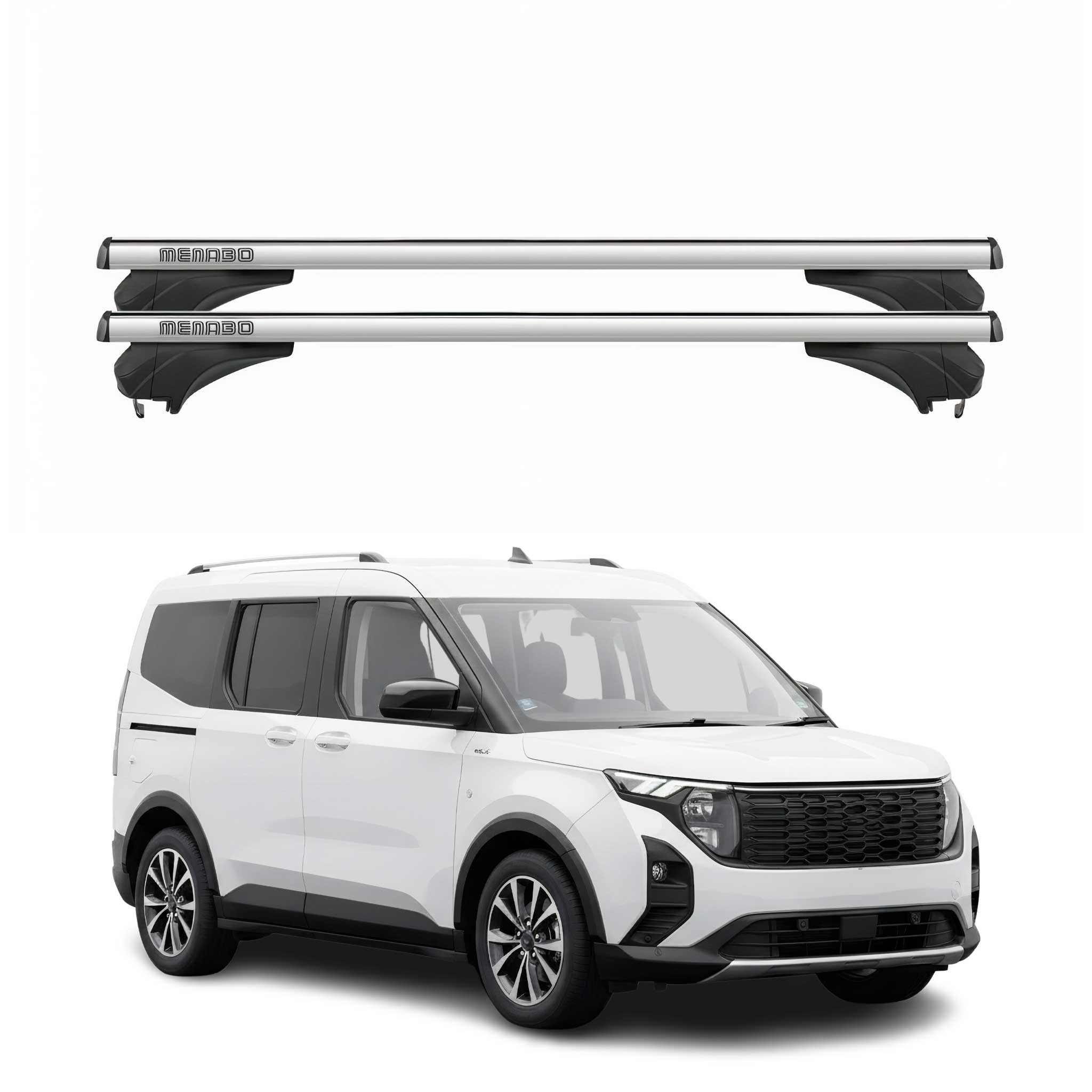 Menabo Dachträger Grundtäger für Ford Tourneo Courier 2023-2026 Alu Silber 2 tlg