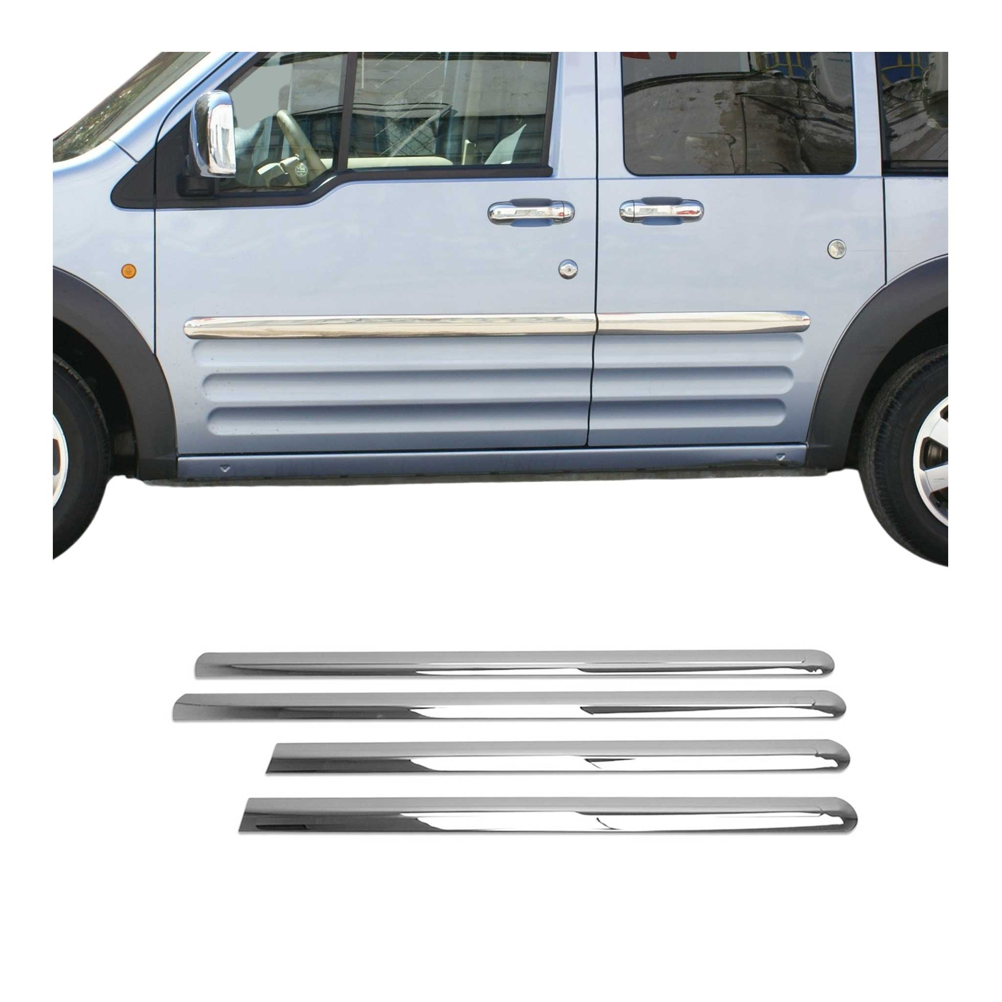 Seitentürleiste Türleisten Türschutz Chrom für Ford Connect 2002-2013 L2 Langer