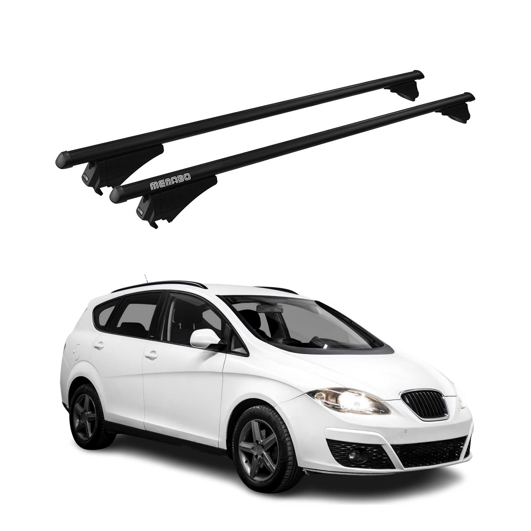 Menabo Grundträger Dachträger für Seat Altea XL 2009-2015 ABE Alu Schwarz 2x