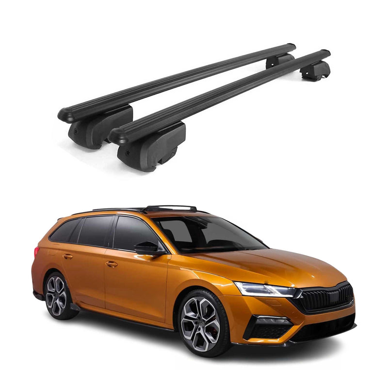 Dachträger Grundtäger für Skoda Octavia mk4 Kombi 2020-2025 75kg Alu Schwarz 2x