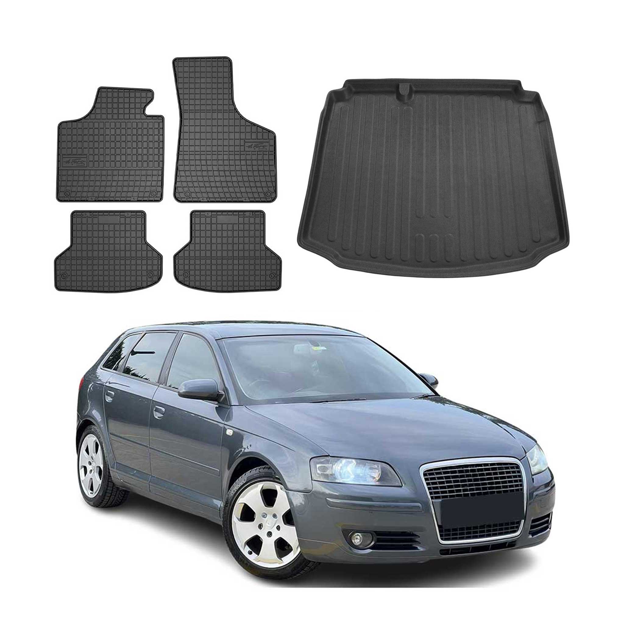 Fußmatten & Kofferraumwanne Set für Audi A3 8P Sportback 2004-2012 Gummi 5x