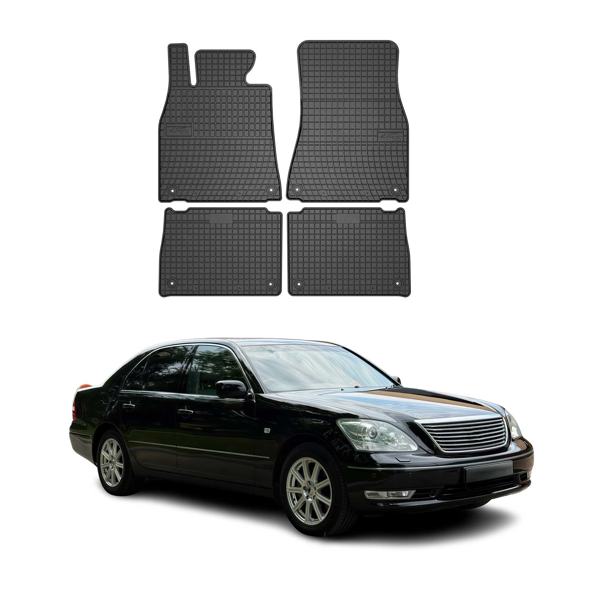 OMAC Gummi Fußmatten für Lexus LS 2000-2016 Automatten Gummi Schwarz 4tlg