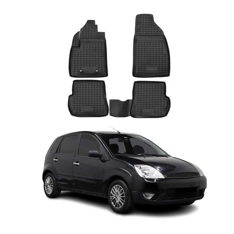 OMAC Gummimatten Fußmatten für Ford Fiesta 2001-2008 TPE Automatten Schwarz 4x