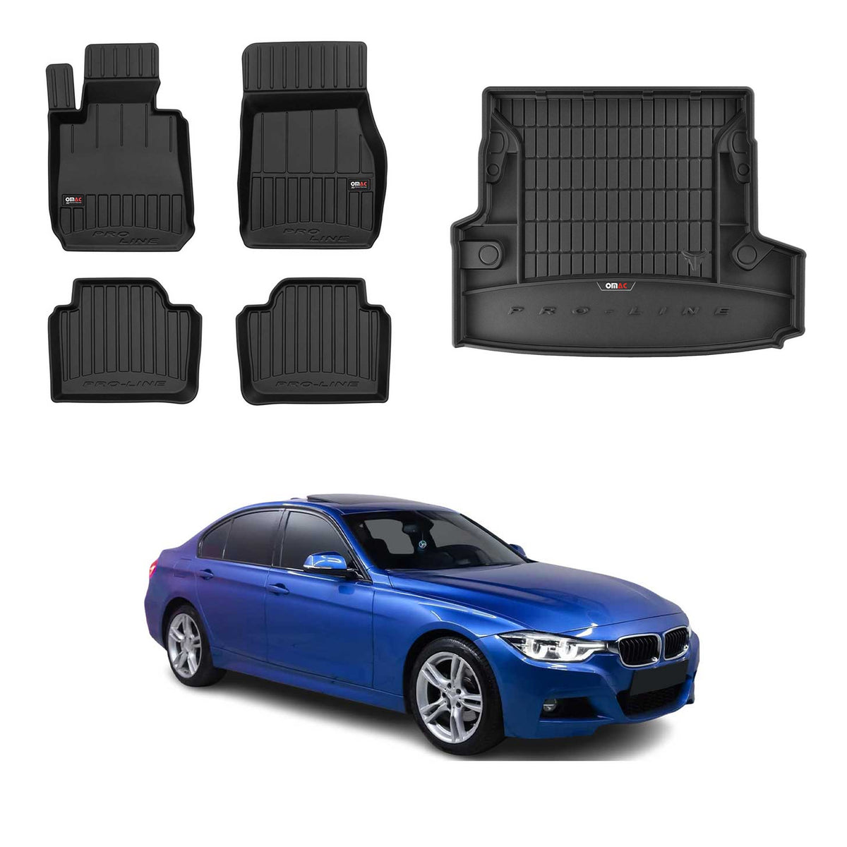 OMAC Fußmatten & Kofferraumwanne Set für BMW 3er F31 Touring 2012-2019 RWD