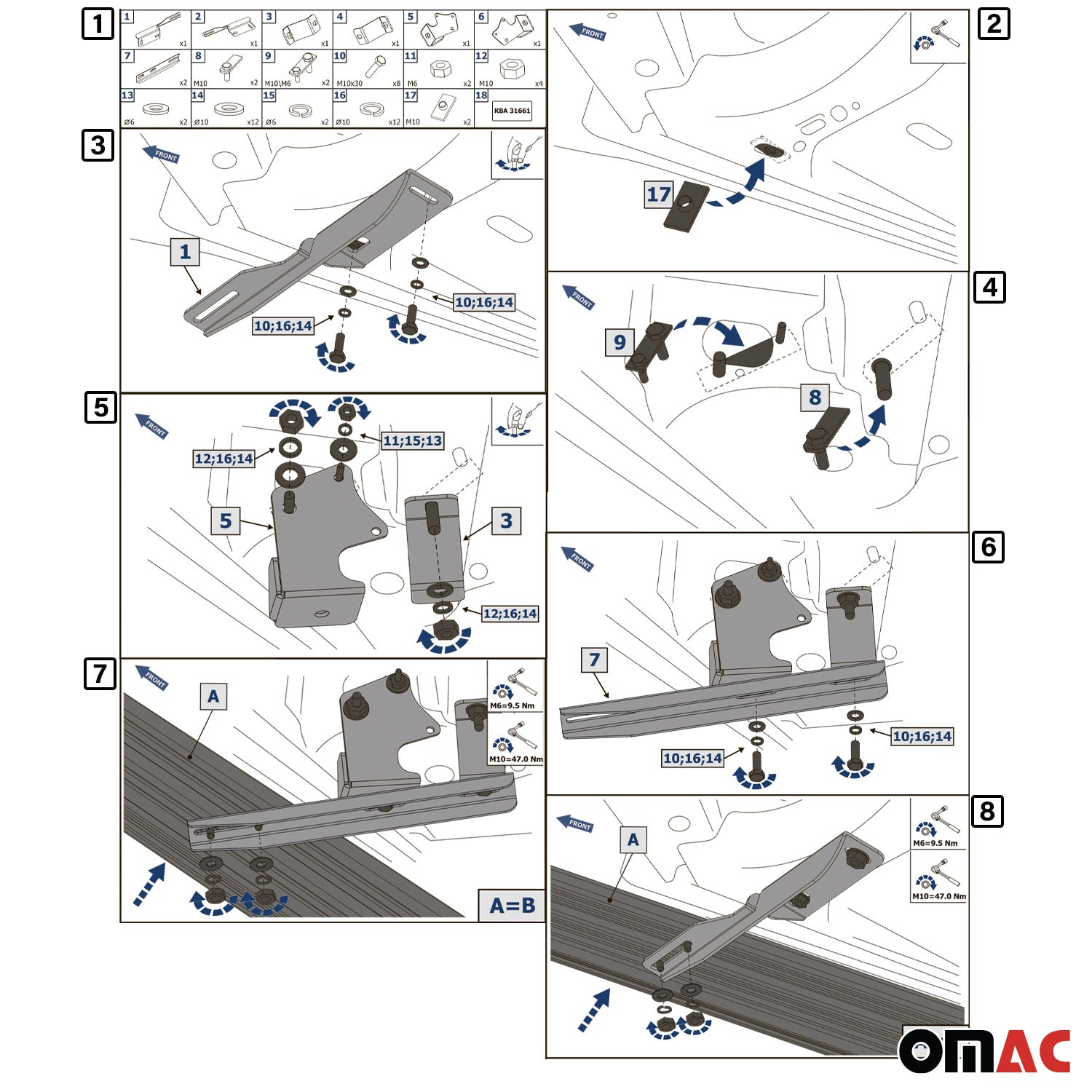 Trittbretter Seitenschweller für Ford Kuga 2008-2013 Alu Schwarz ABE