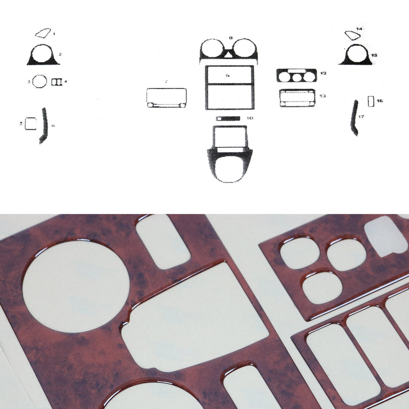 Innenraum Dekor Cockpit für VW Caddy 2003-2010 Wurzelholz Optik 17tlg