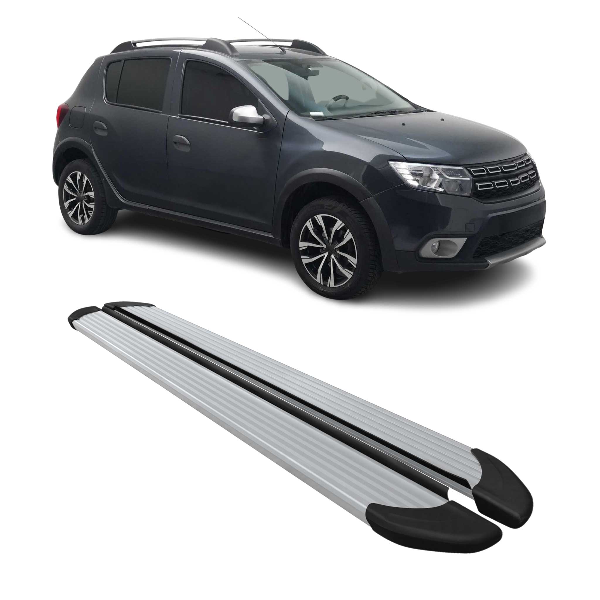 Seitenschweller Trittbretter für Dacia Sandero Stepway 2021-2026 Alu Silber