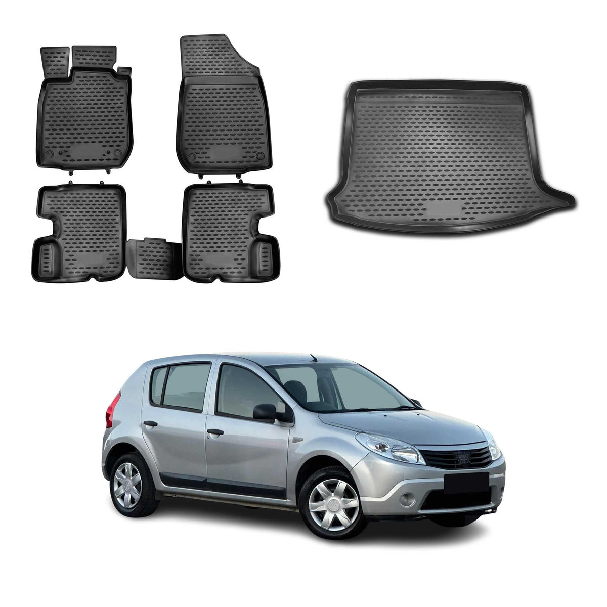 OMAC Fußmatten & Kofferraumwanne Set für Dacia Sandero I / Stepway 2008-2012