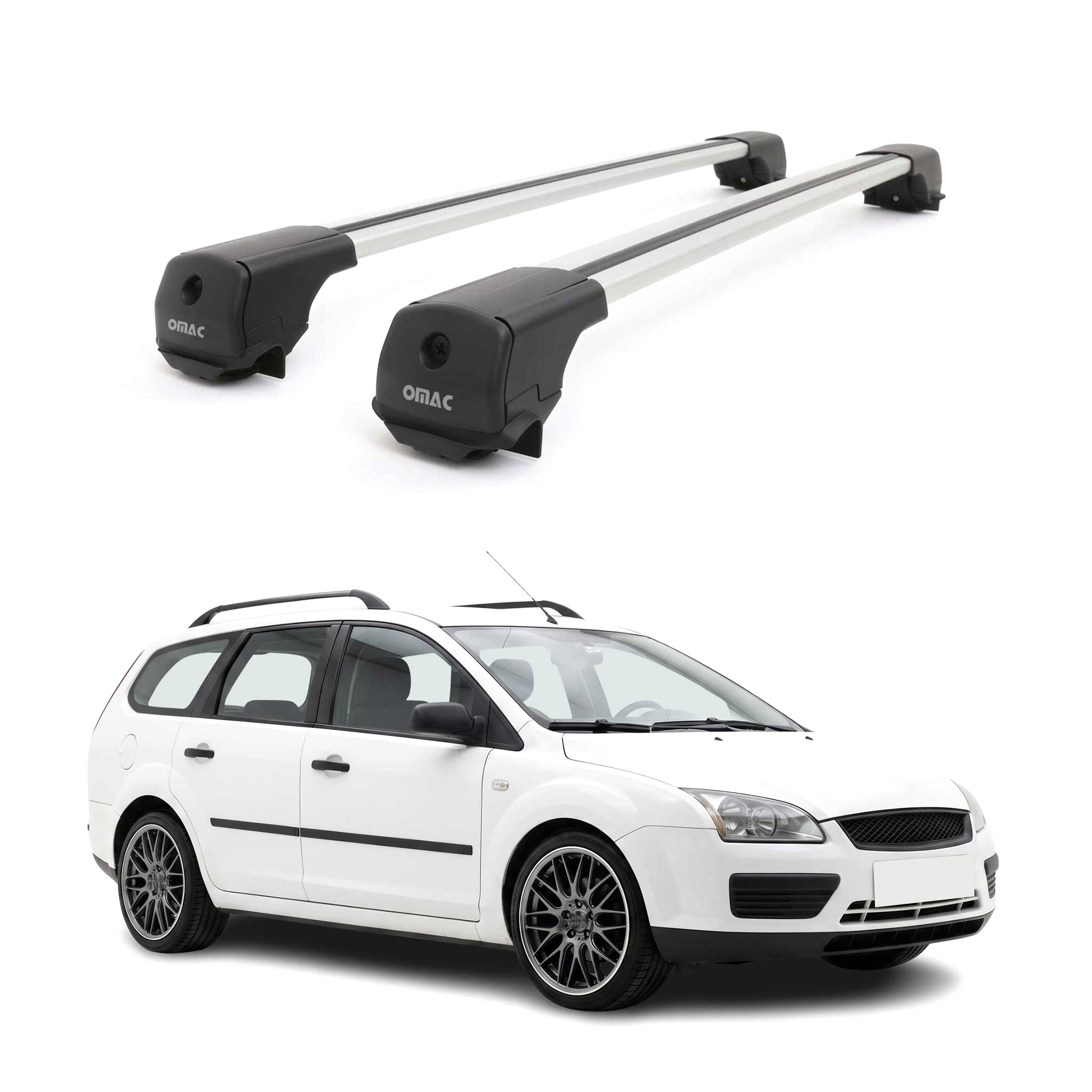 Dachträger für Ford Focus II Kombi 2008-2010 Facelift Aluminium 75kg Grau 2tlg
