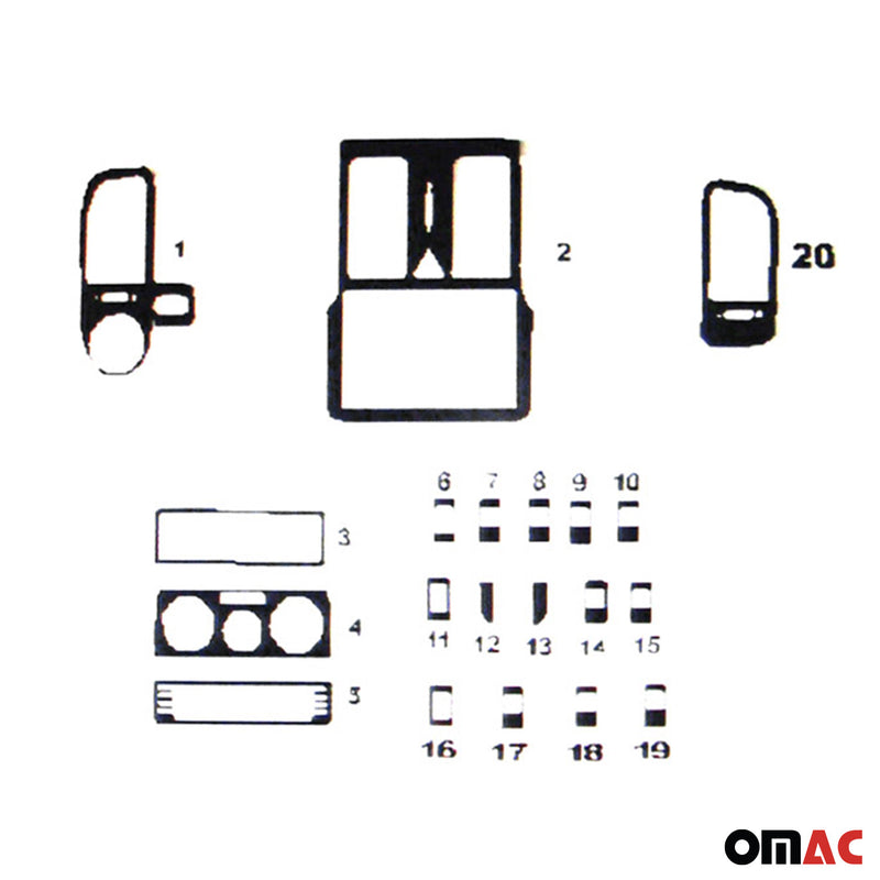 Innenraum Dekor Cockpit für VW Polo 1999-2001 Aluminium Optik 20tlg