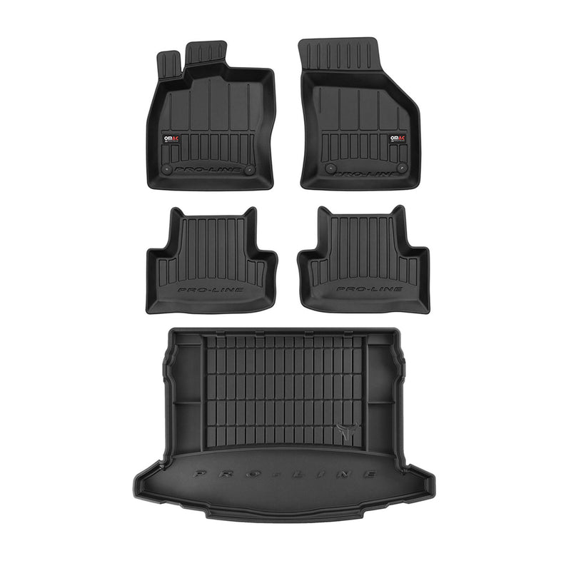 OMAC Fußmatten & Kofferraumwanne Set für Skoda Karoq 2017-2024 Schwarz Gummi 5x