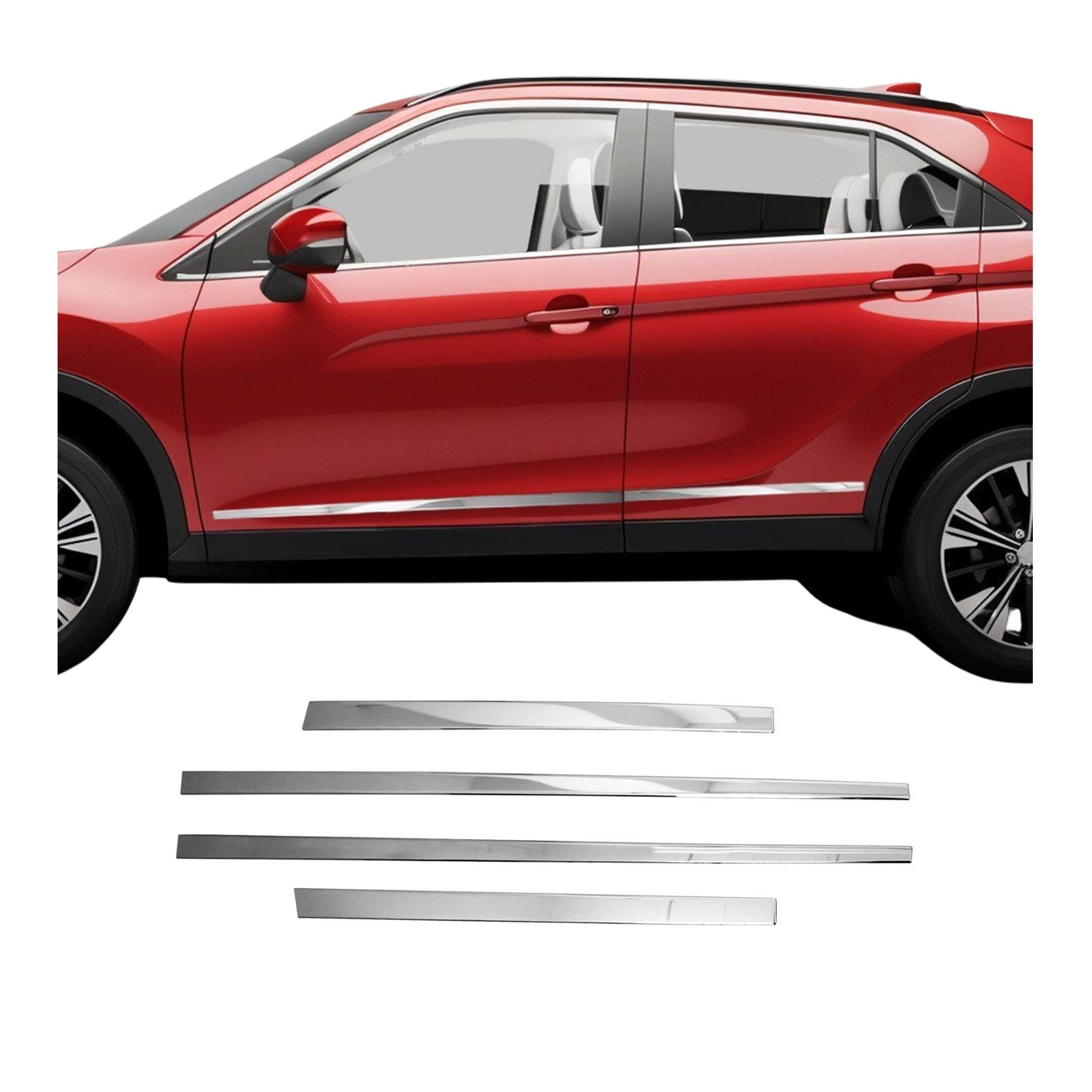 Seitentürleiste Türschutzleiste für Mitsubishi Eclipse Cross 2018-2026 Chrom 4x