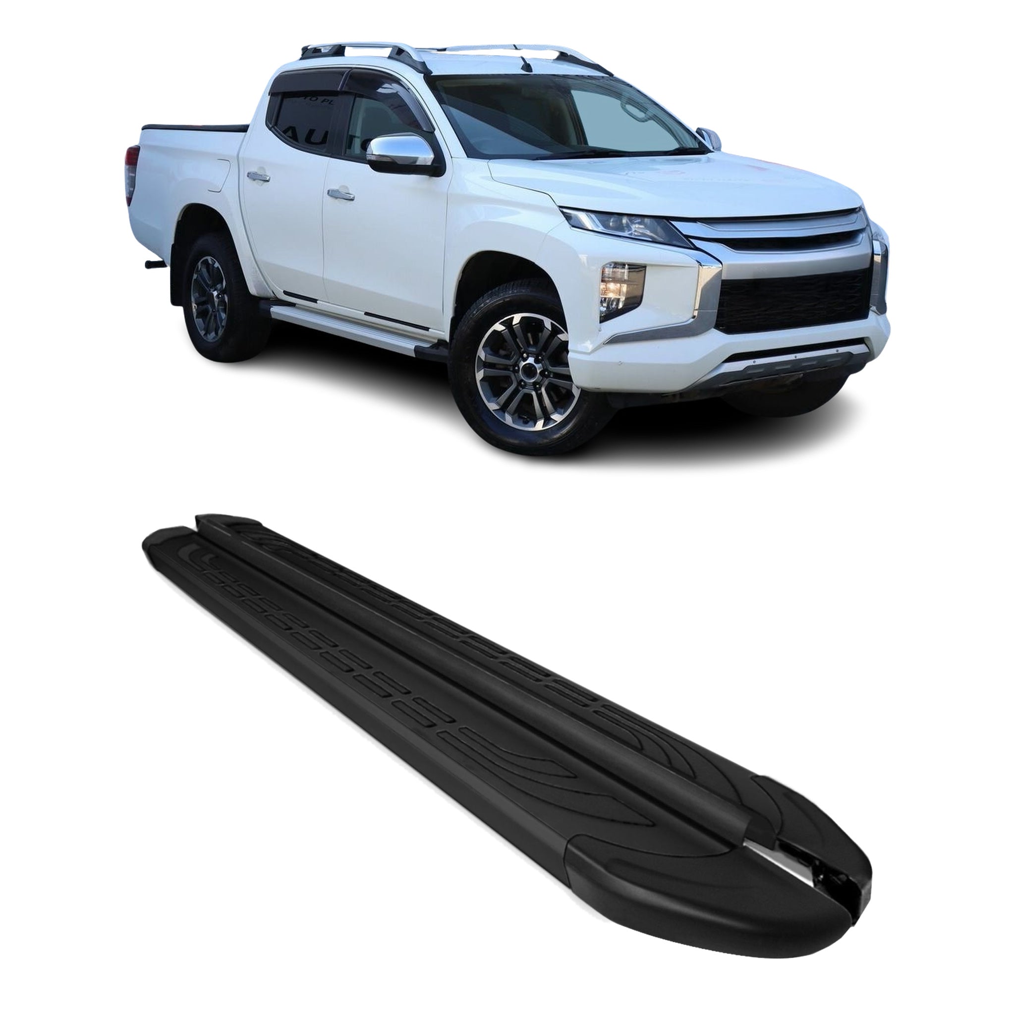 Trittbretter Seitenbretter für Mitsubishi L200 V 2015-2023 Aluminium Schwarz
