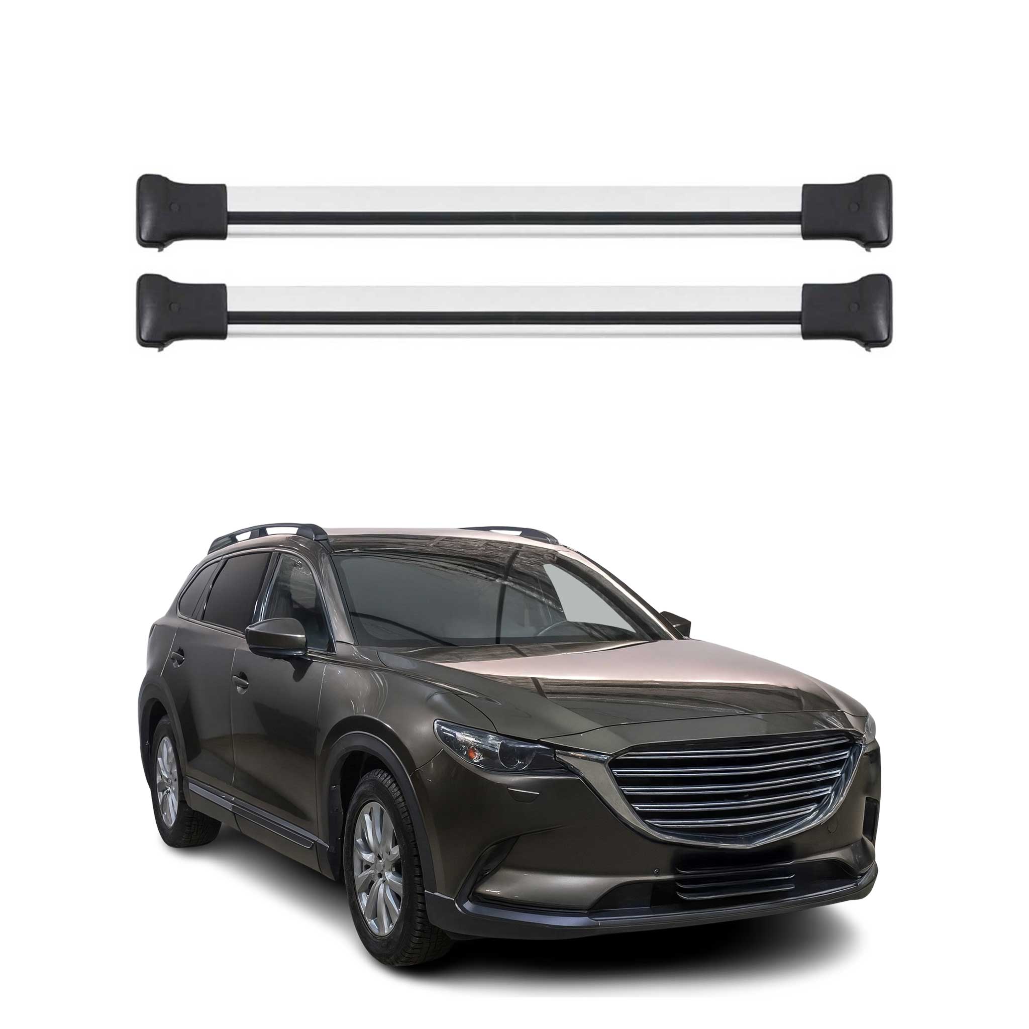 Dachträger Grundtäger für Mazda CX-9 2016-2023 75kg Aluminium Silber 2 tlg