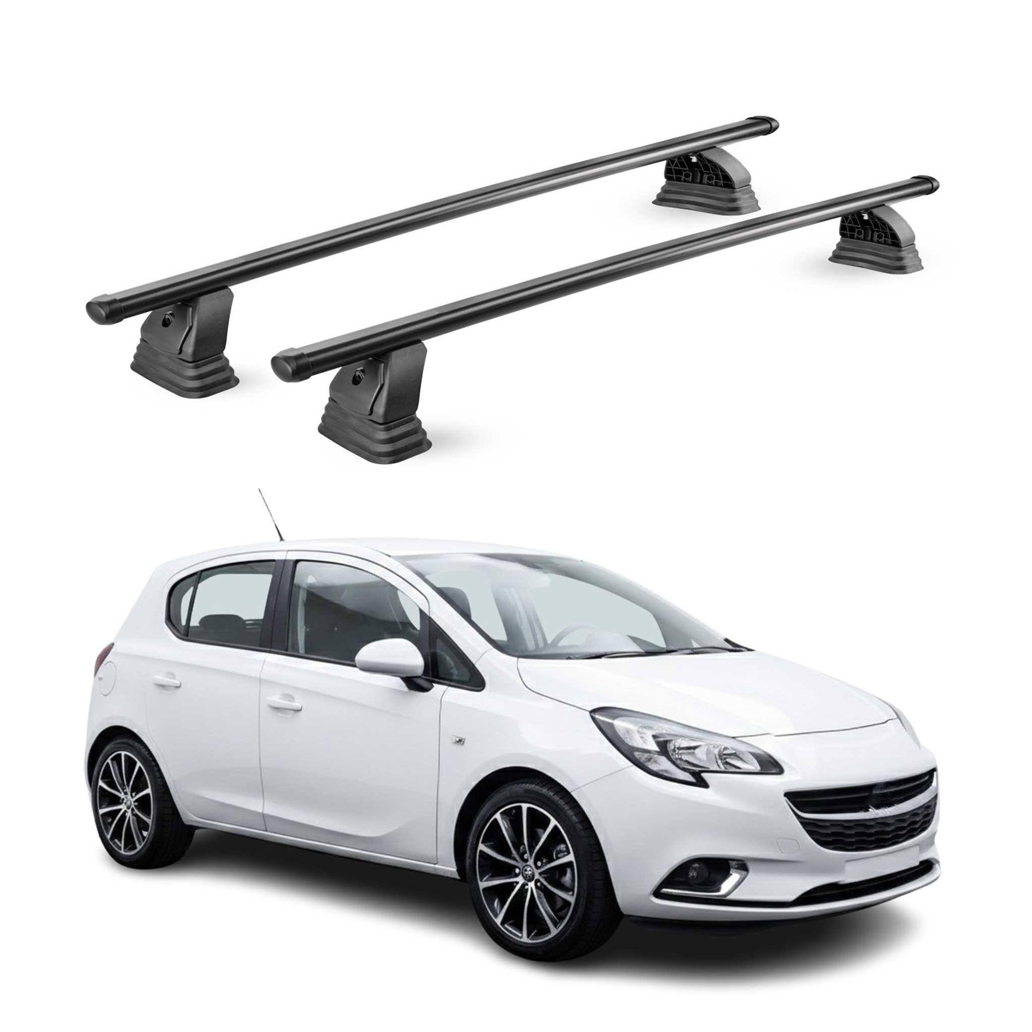 Stahl Dachträger für Opel Corsa E 2014-2019 TÜV Abschließbar 75 kg 2tlg Schwarz