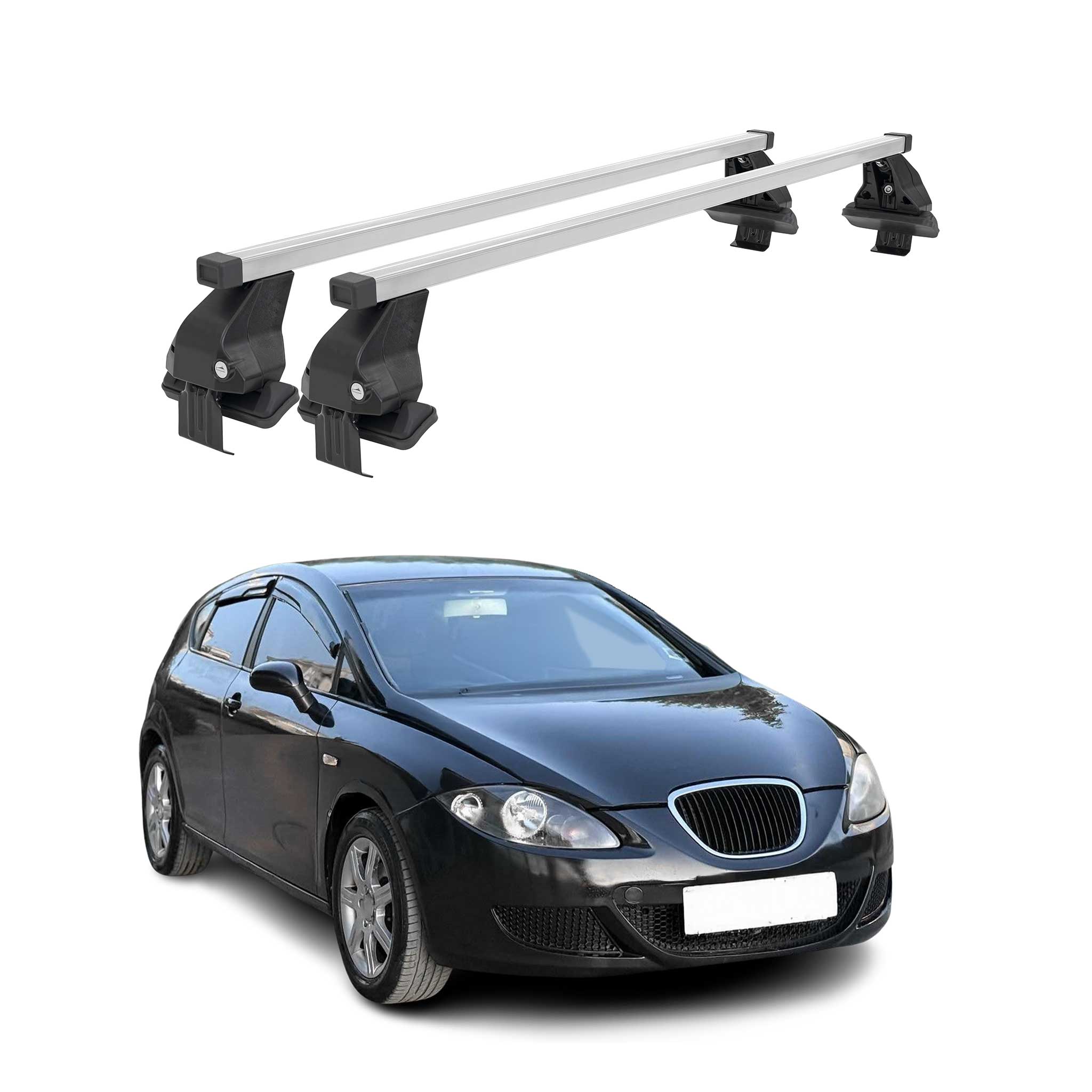 Menabo Dachträger Grundtäger für Seat Leon mk2 2005-2009 Pre-FL 50kg Silber 2x