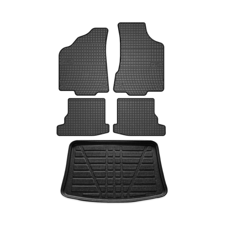 Fußmatten & Kofferraumwanne Set für VW Polo 1999-2002 Gummi TPE Schwarz 5x