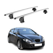 Alu Dachträger für Seat Leon II 2005-2012 TÜV T-Nut Abschließbar 2tlg Silber