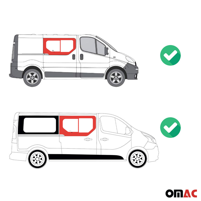 Seitenfenster Auto Schiebefenster für Opel Vivaro 2001-2014 Rechts L1 L2