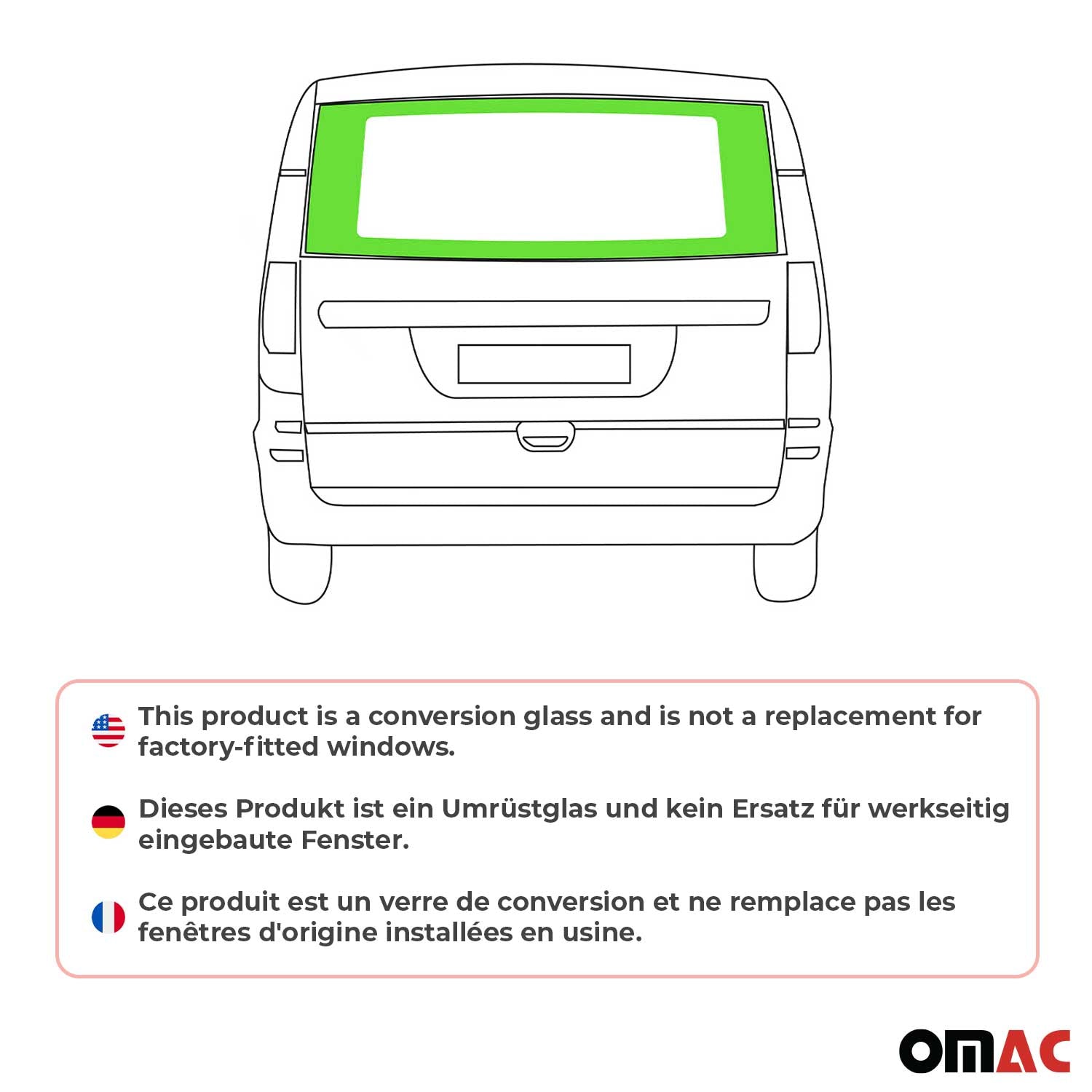 Heckklappe Hecktür Festglas für Mercedes Vito W639 2003-2014 Hinten L1 L2 L3