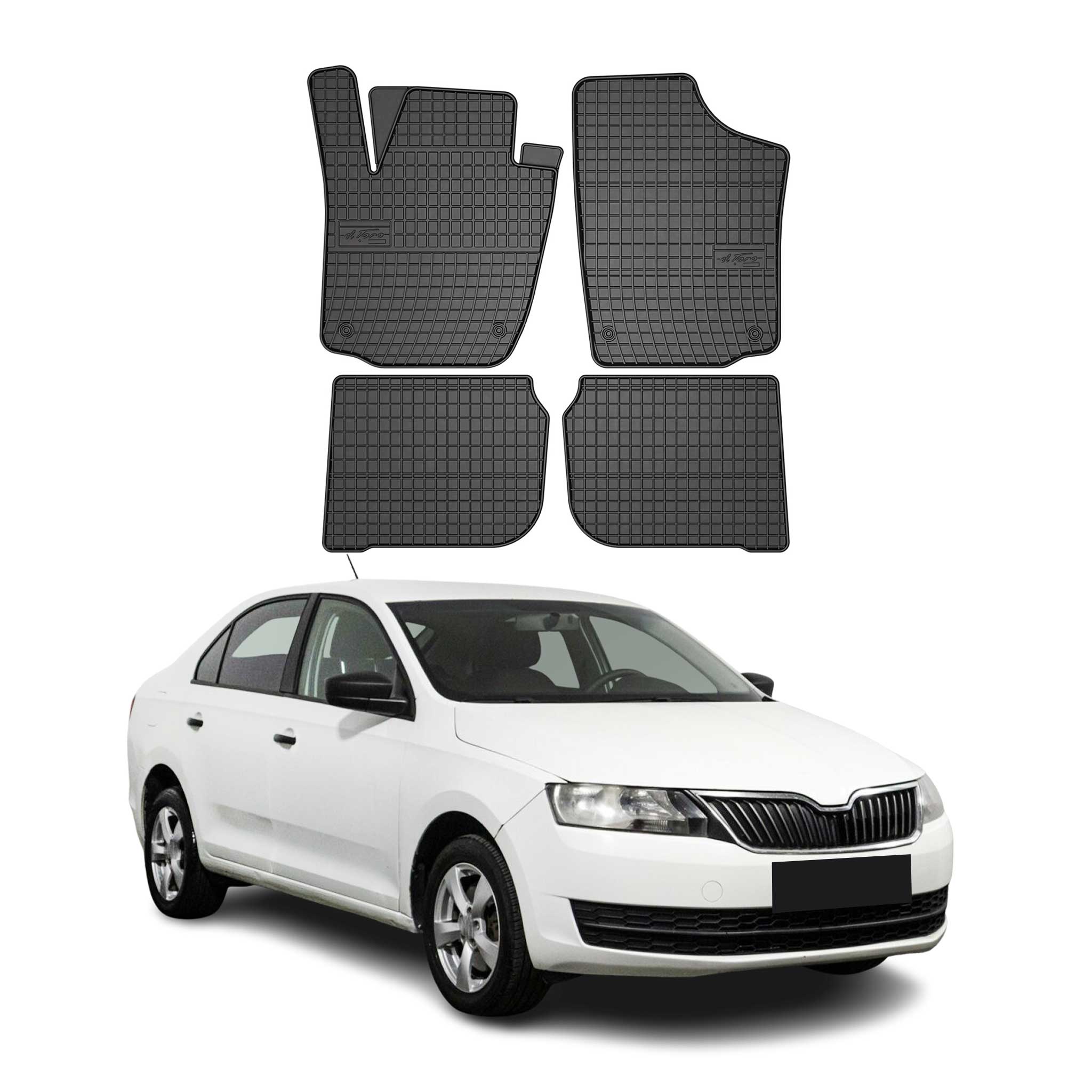 OMAC Gummi Fußmatten für Skoda Rapid 2012-2019 Automatten Gummi Schwarz 4tlg