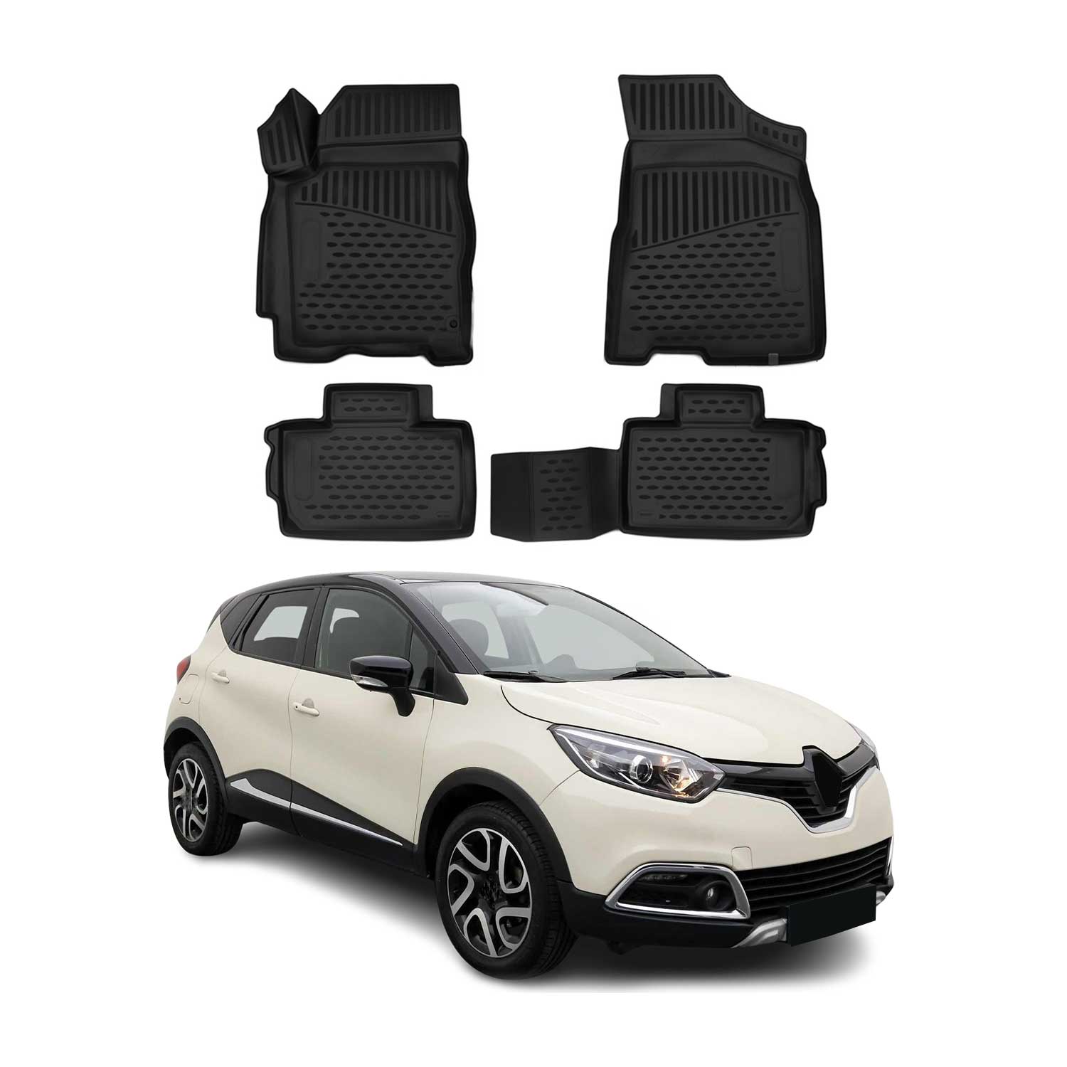 OMAC Gummimatten Fußmatten für Renault Captur 2013-2019 TPE Automatte Schwarz 4x