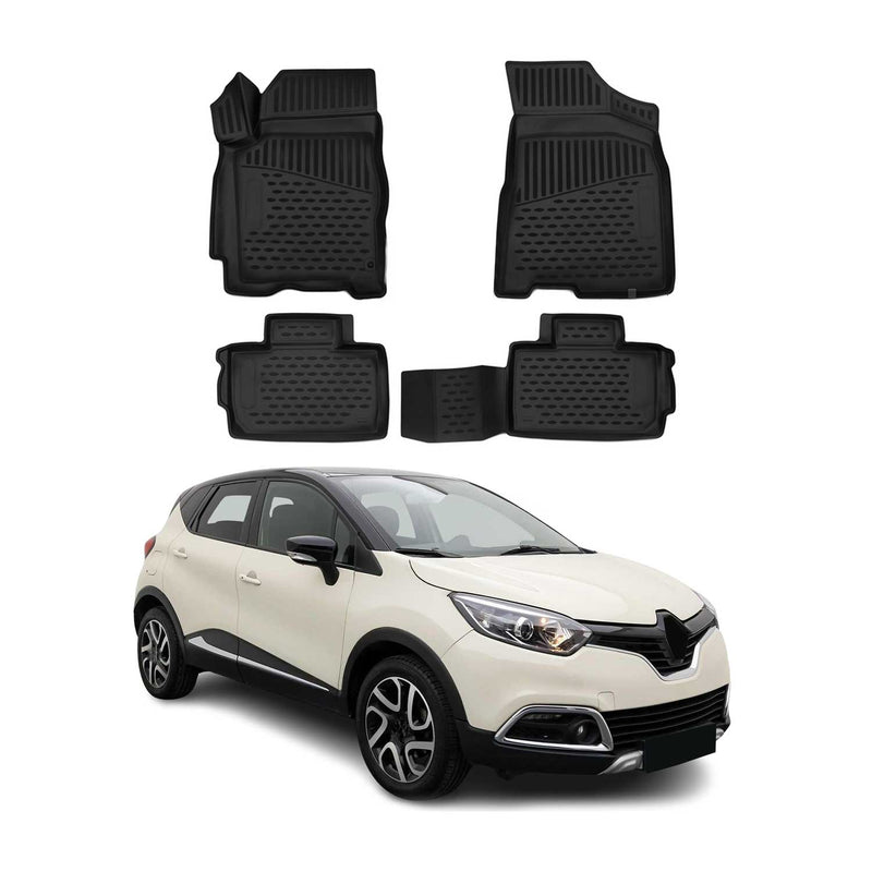 OMAC Gummimatten Fußmatten für Renault Captur 2013-2019 TPE Automatte Schwarz 4x