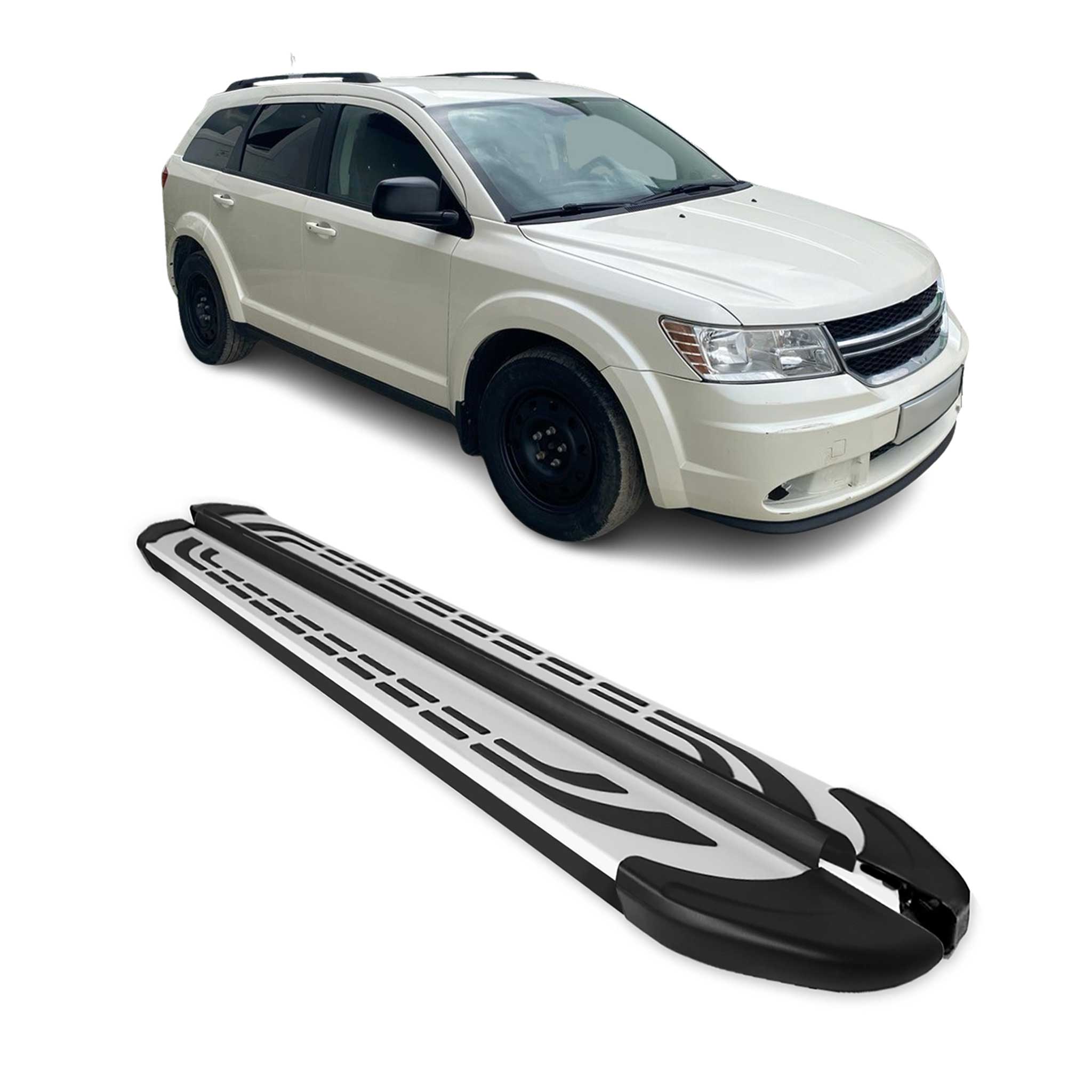 Trittbretter Seitenschweller Seitenbretter für Dodge Journey 2008-24 Alu Schwarz