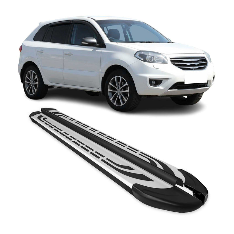 Trittbretter Schweller Seitenbretter für Renault Koleos HY 2007-2017 Alu Schwarz