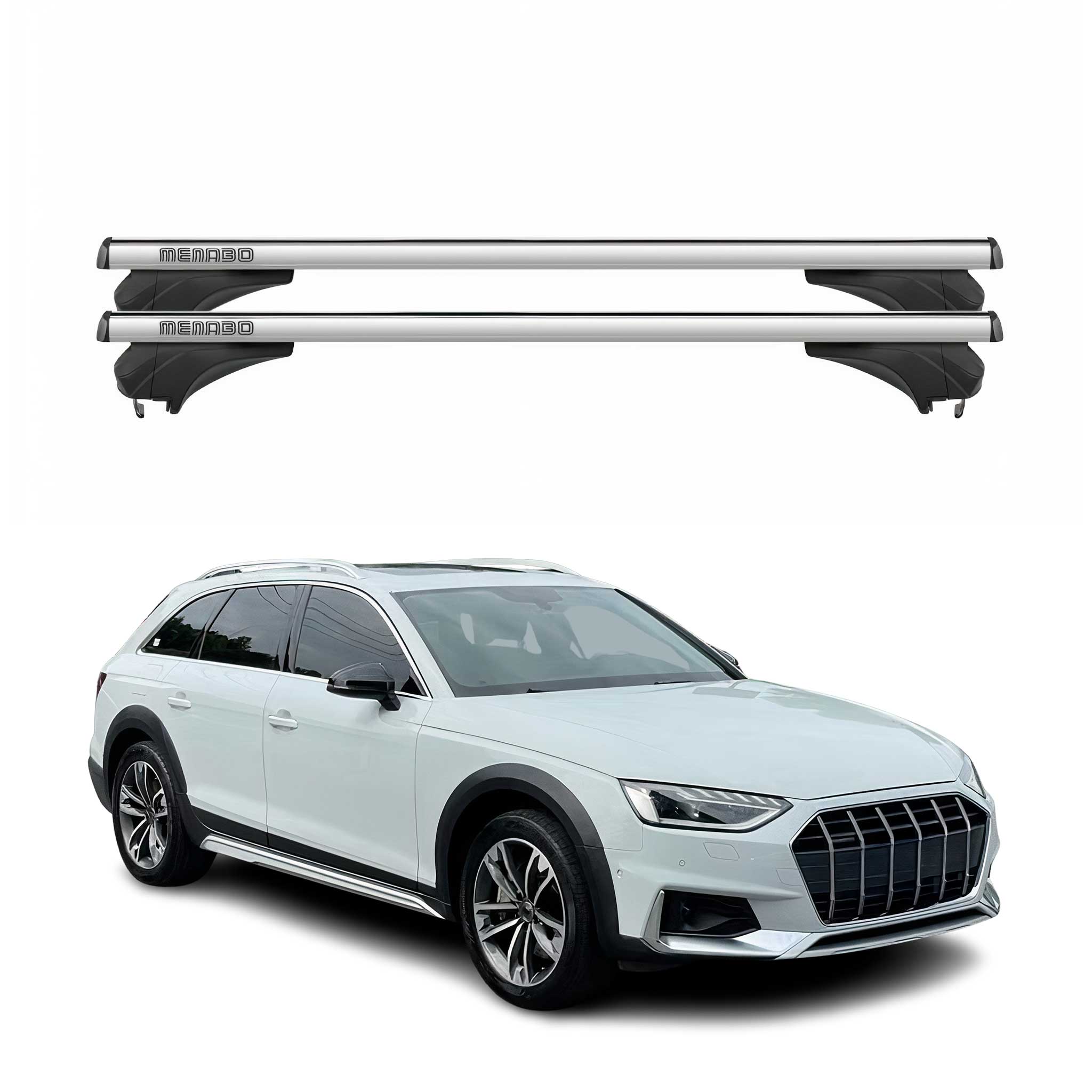 Menabo Dachträger Grundtäger für Audi A4 B9 Allroad 2016-2025 Alu Silber 2 tlg
