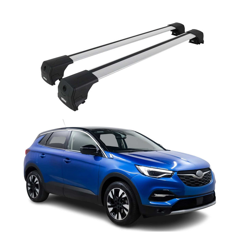 Dachträger Grundtäger für Opel Grandland X 2017-2021 75kg Aluminium Silber 2 tlg