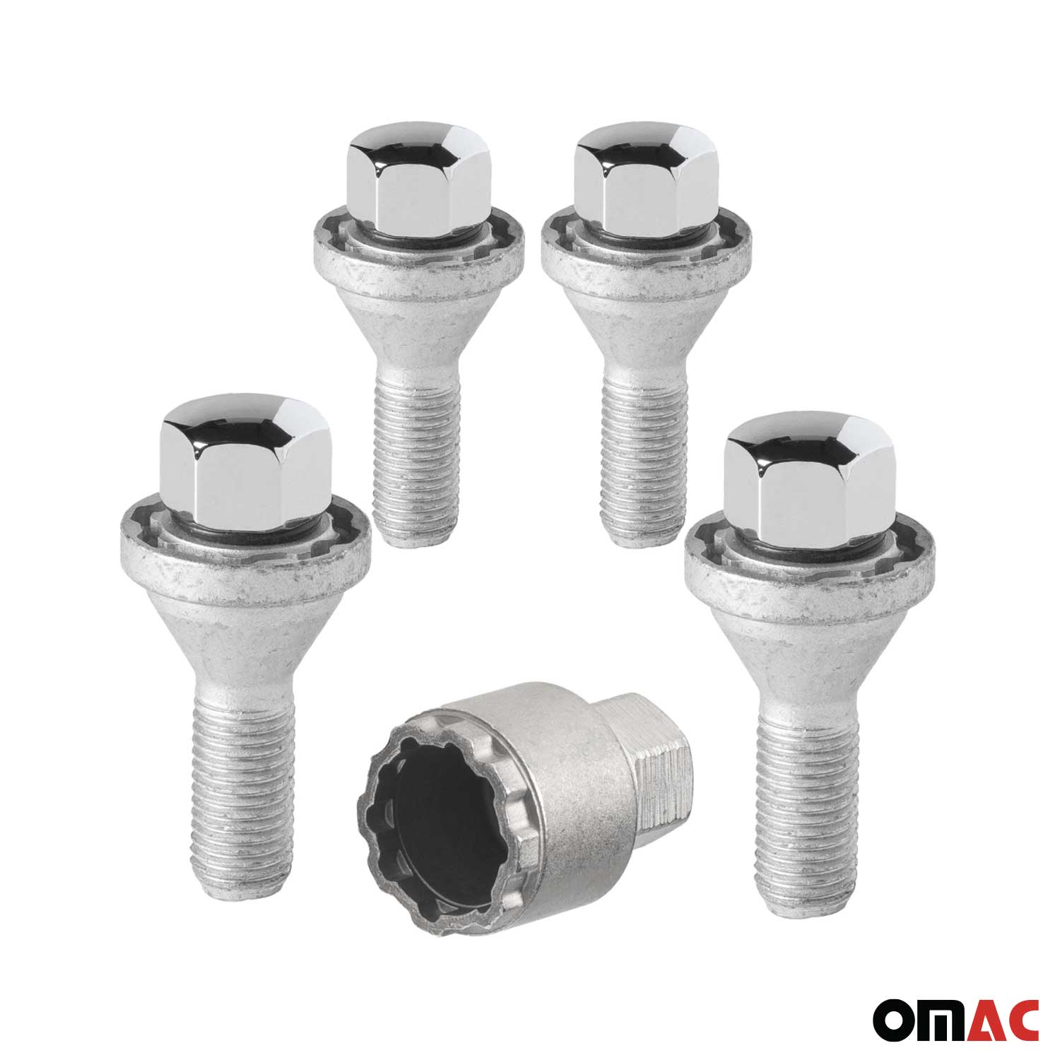 Radschloss Satz für Alfa Romeo 166 / 147 / 156 1997-2010 Silber 4x M12X1,25