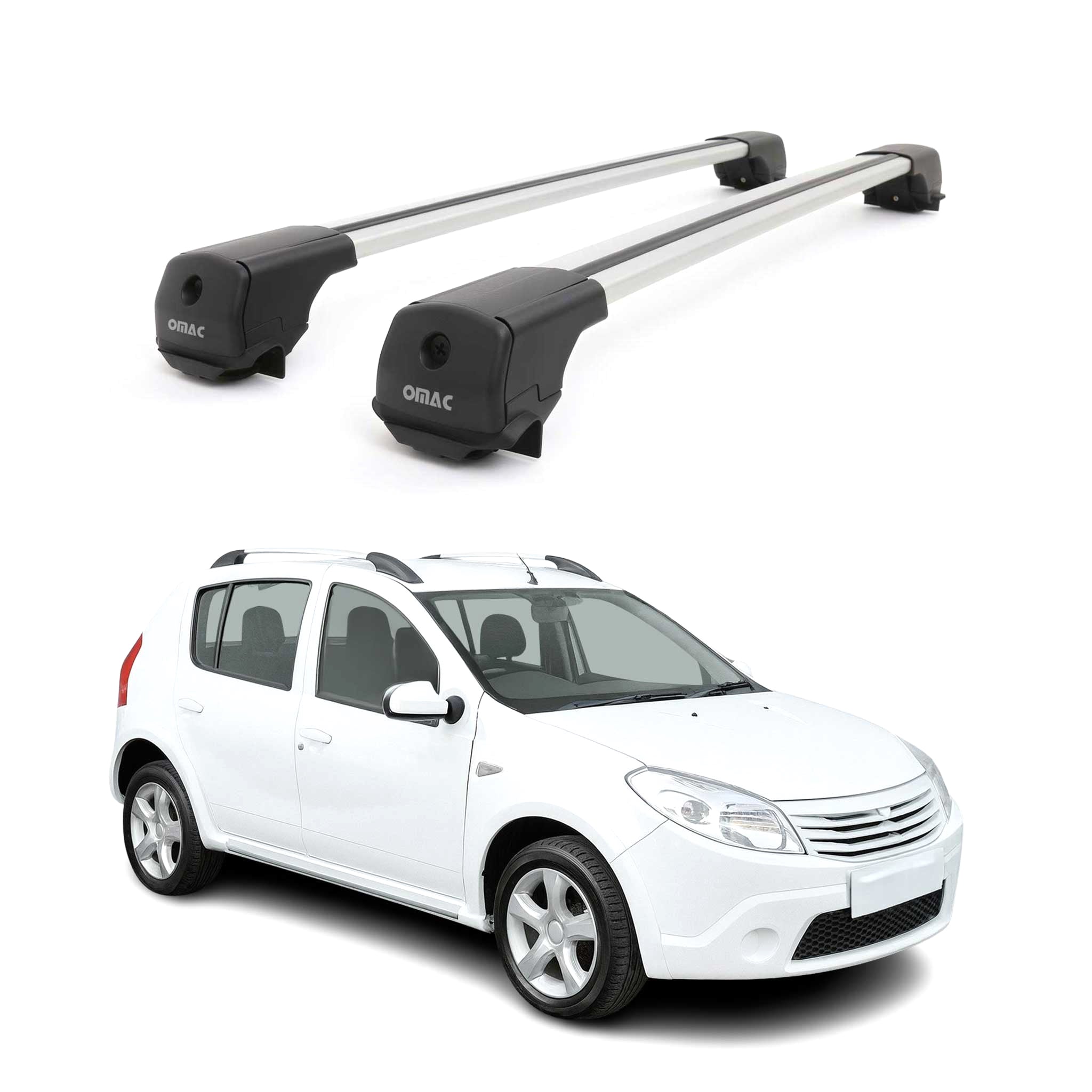 Dachträger Grundträger für Dacia Sandero Stepway 2007-2012 Aluminium Grau 2tlg
