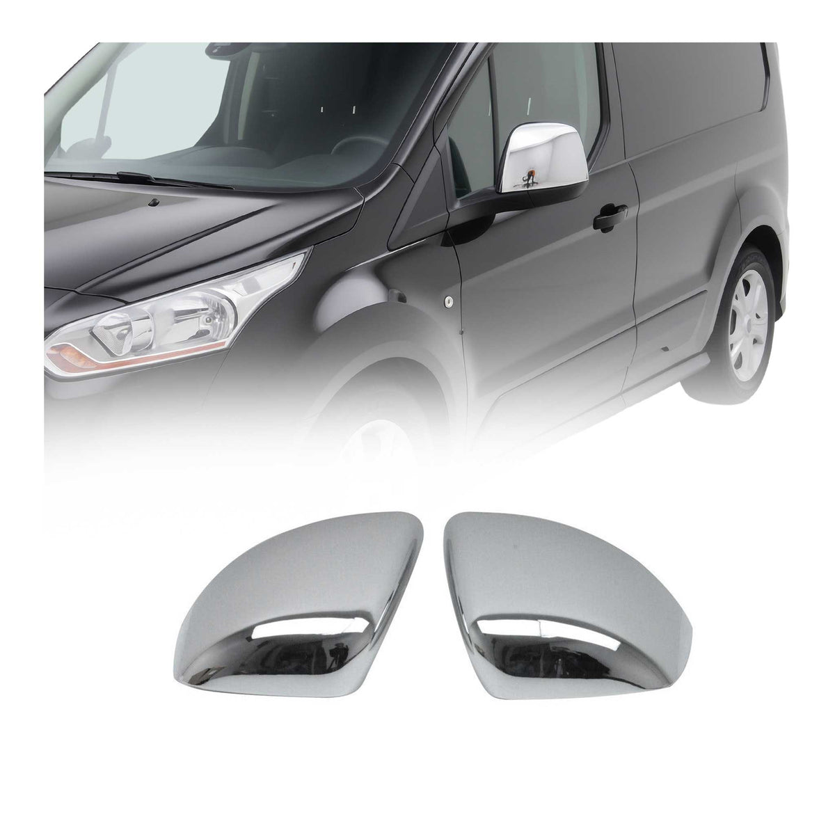 Spiegelkappen Spiegelabdeckung für Ford Connect 2014-19 Pre-FL Chrom ABS Silber