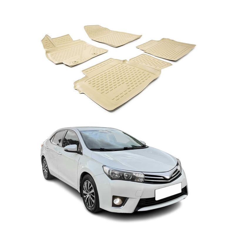 OMAC Gummimatten Fußmatten für Toyota Corolla 2013-2019 Stufenheck TPE Beige 4x