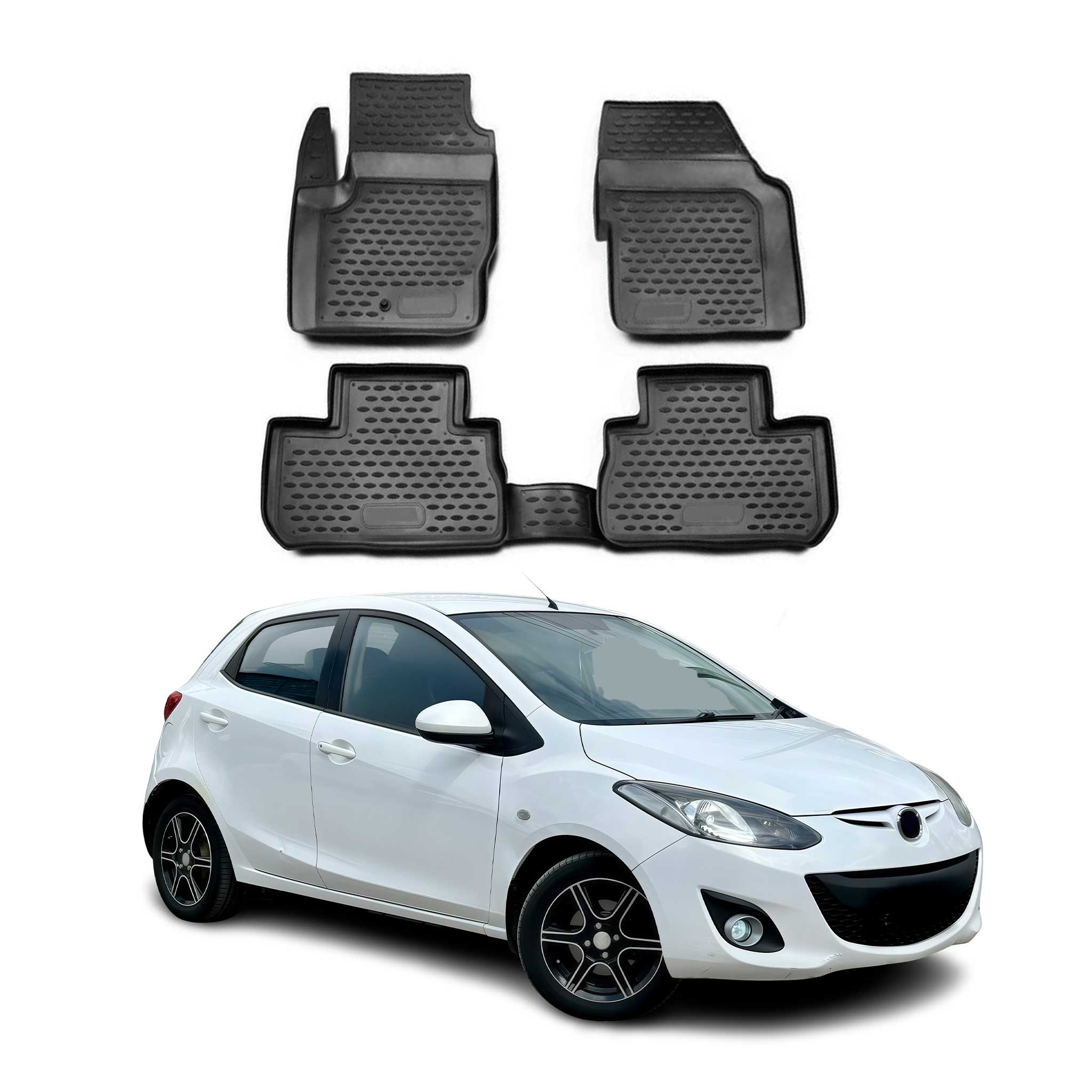 OMAC Gummimatten Fußmatten für Mazda 2007-2015 TPE Automatten Schwarz 4tlg