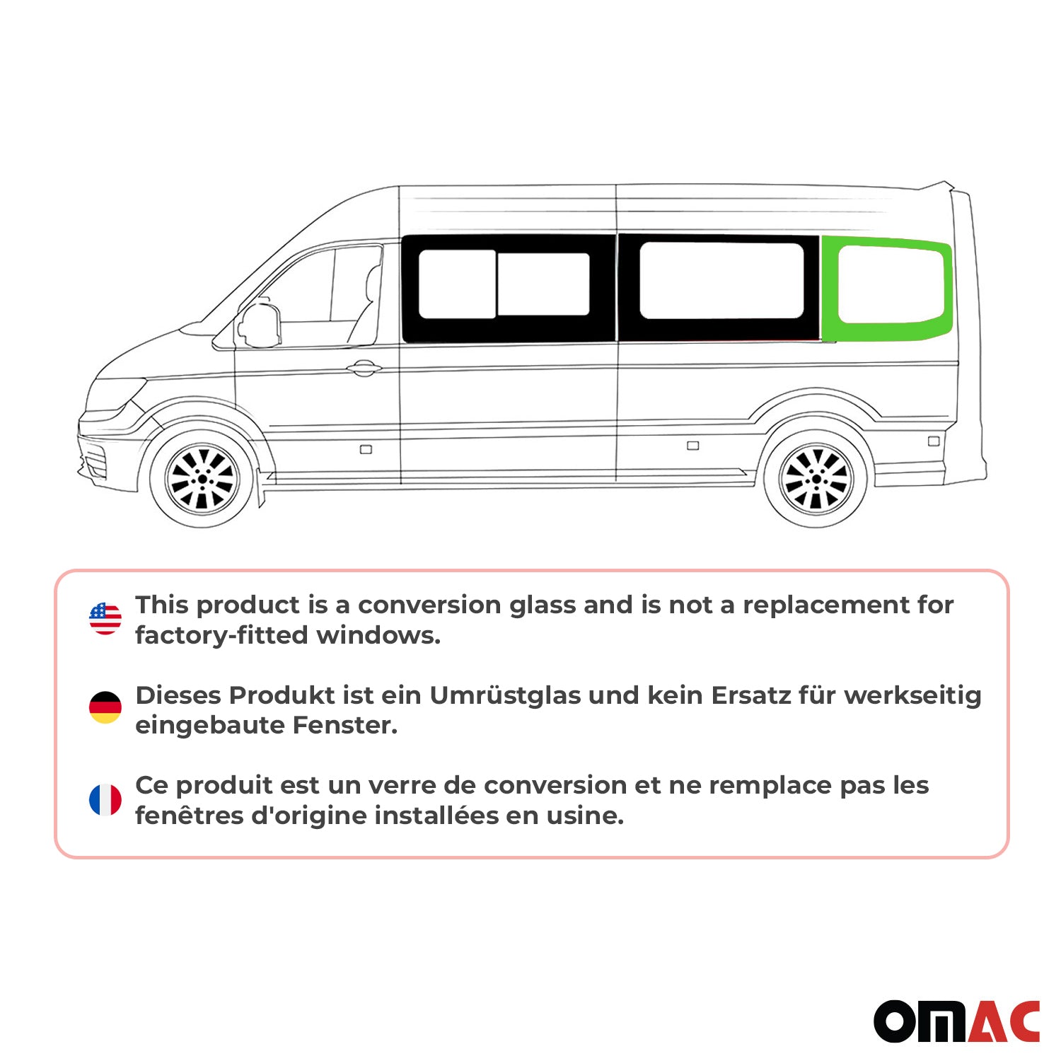 Seitenfenster Sicherheitsglas für VW Crafter 2017-2025 Auto Links L3 Schwarz