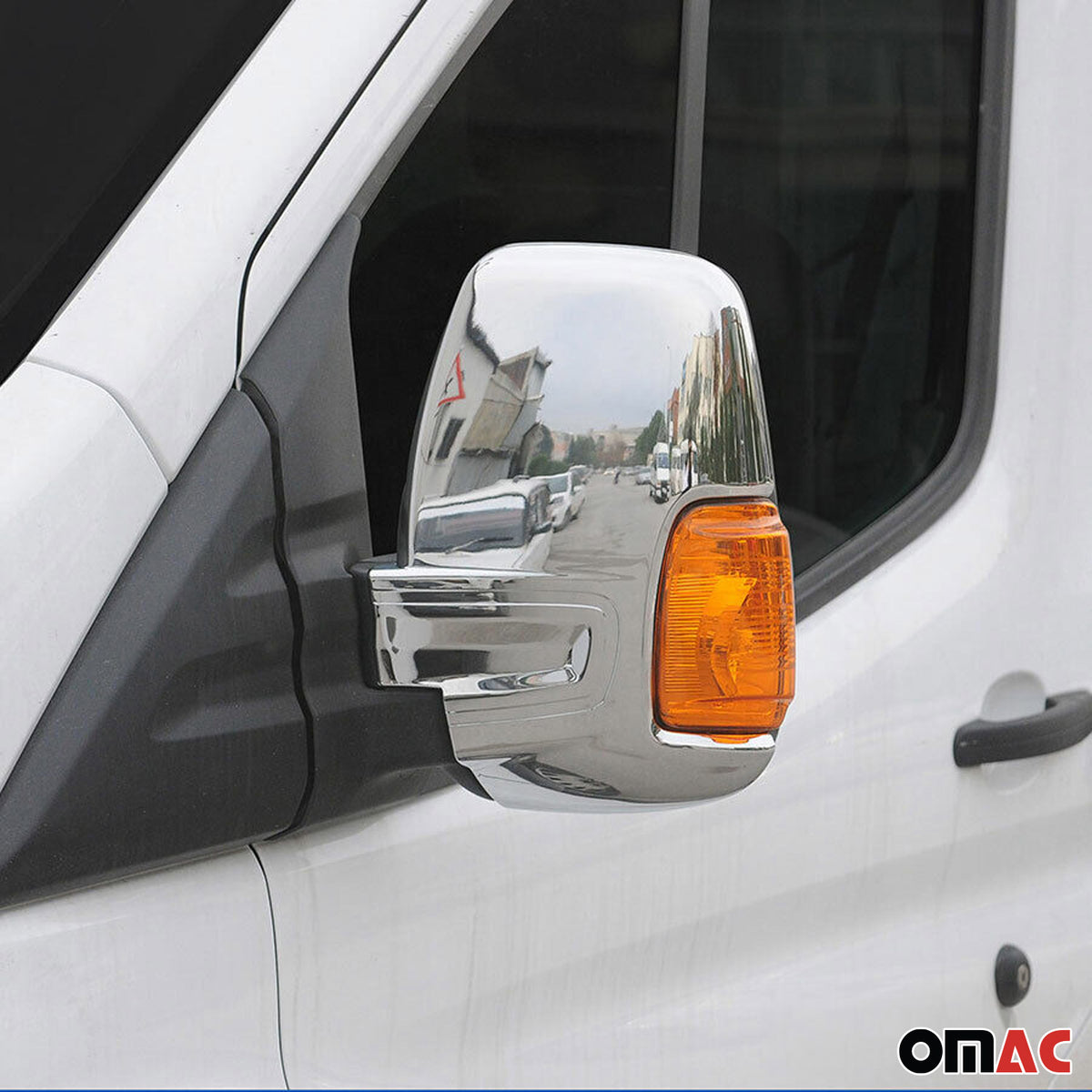 Spiegelkappen Spiegelabdeckung für Ford Transit 2015-2026 Chrom ABS Silber 2tlg